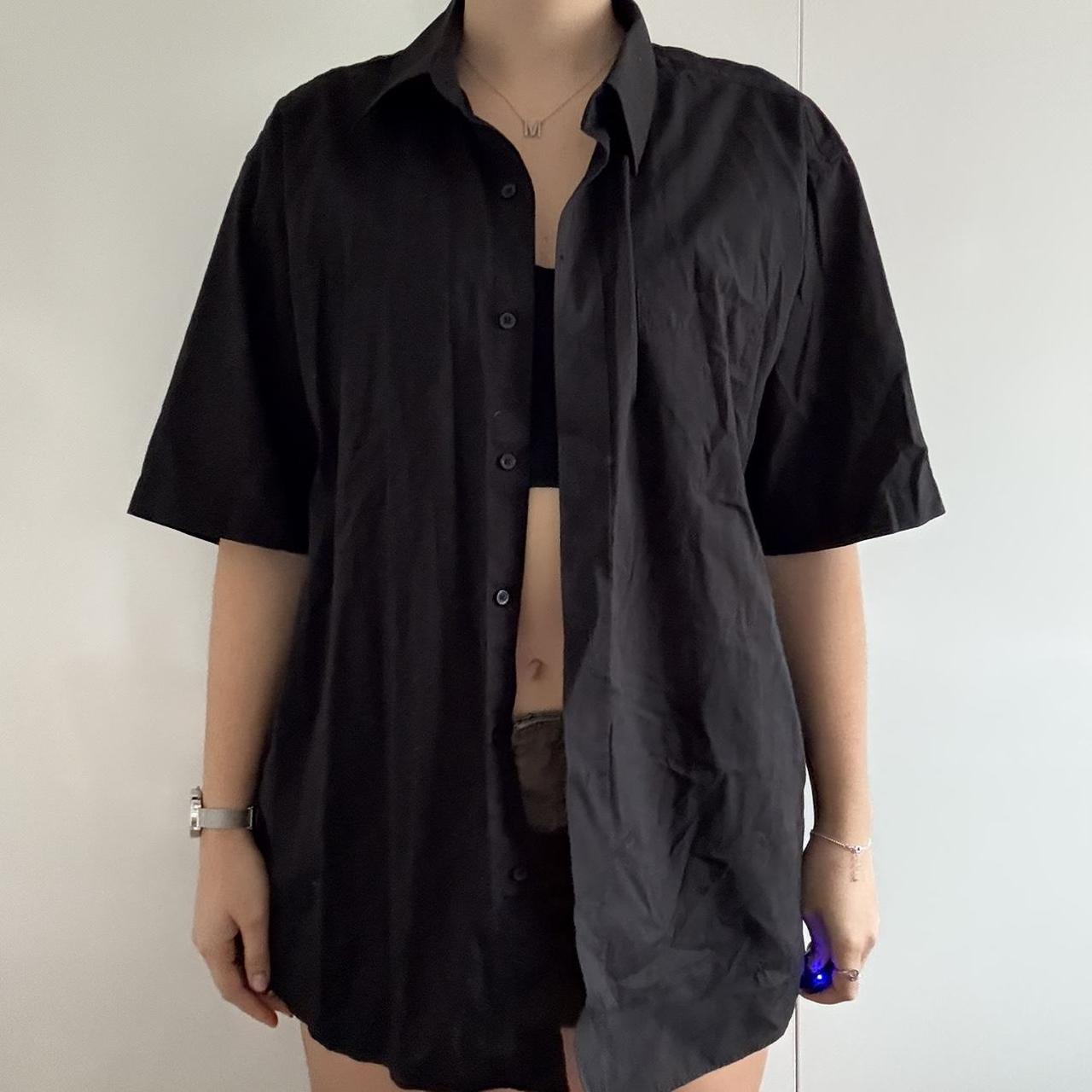 Black Over Shirt Brand Shown Size Large Good - Depop