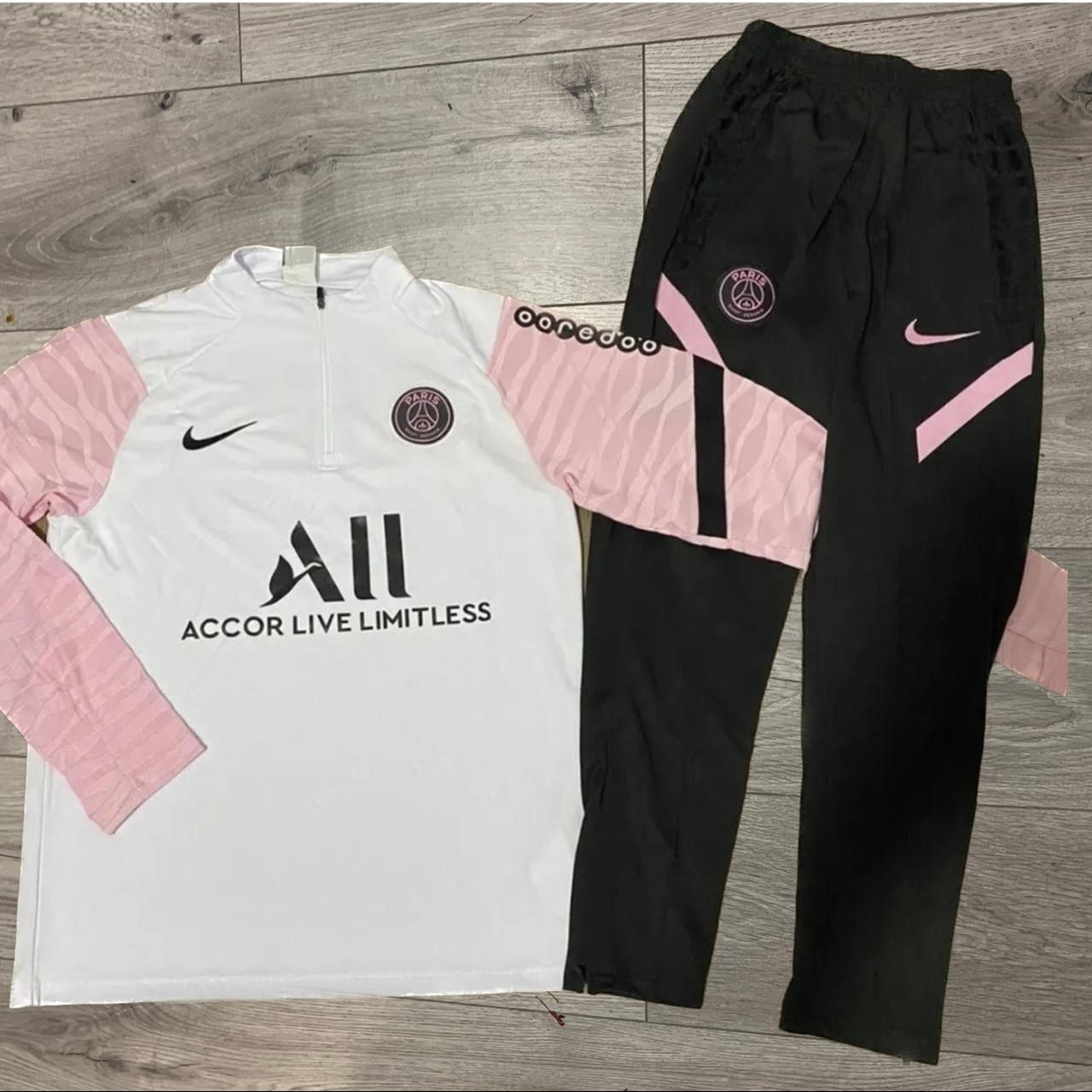 Nike PSG Full Tracksuit White and Pink Depop