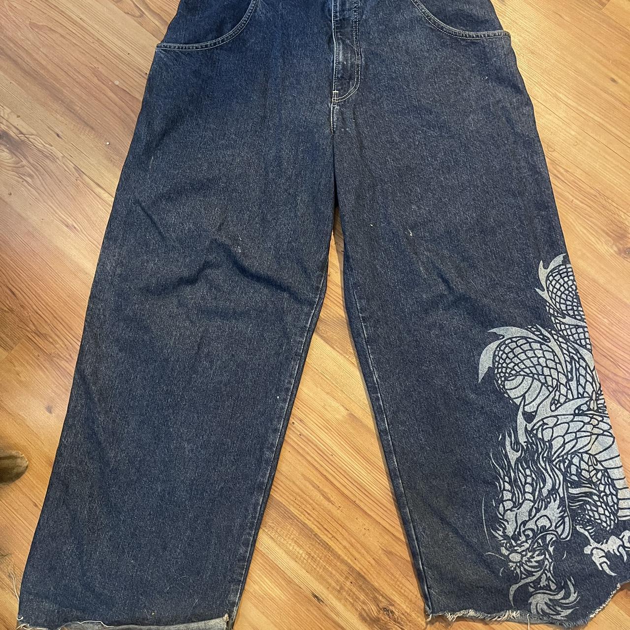 super rare jnco tribal jeans with dragon on right... - Depop