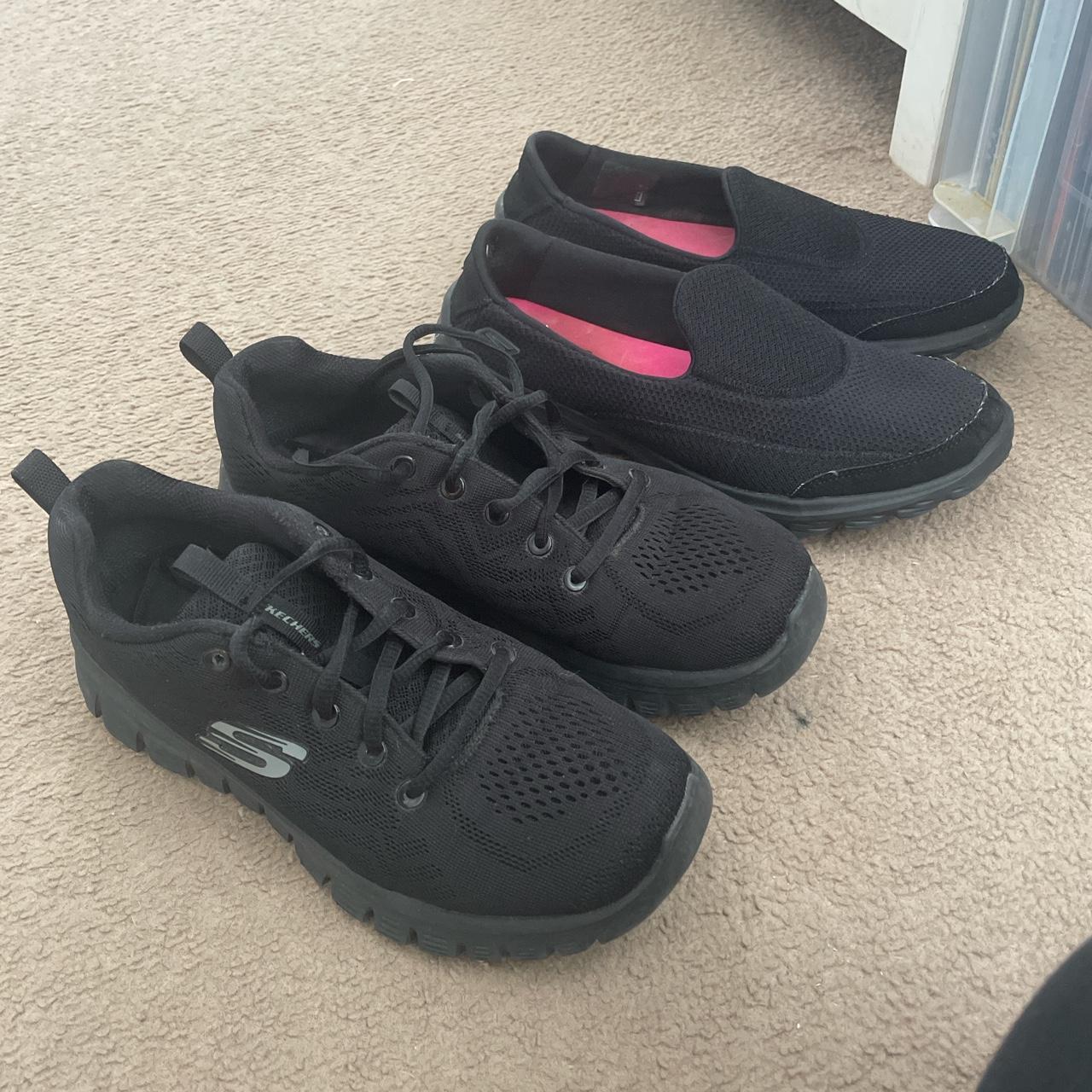 womens black skechers trainers