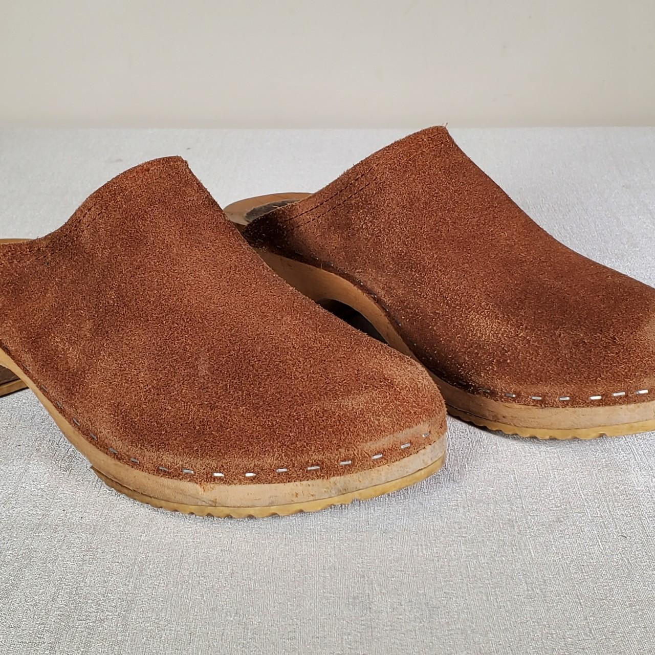 VGC Olsson Clogs De Luxe Brown Suede Wooden Swedish