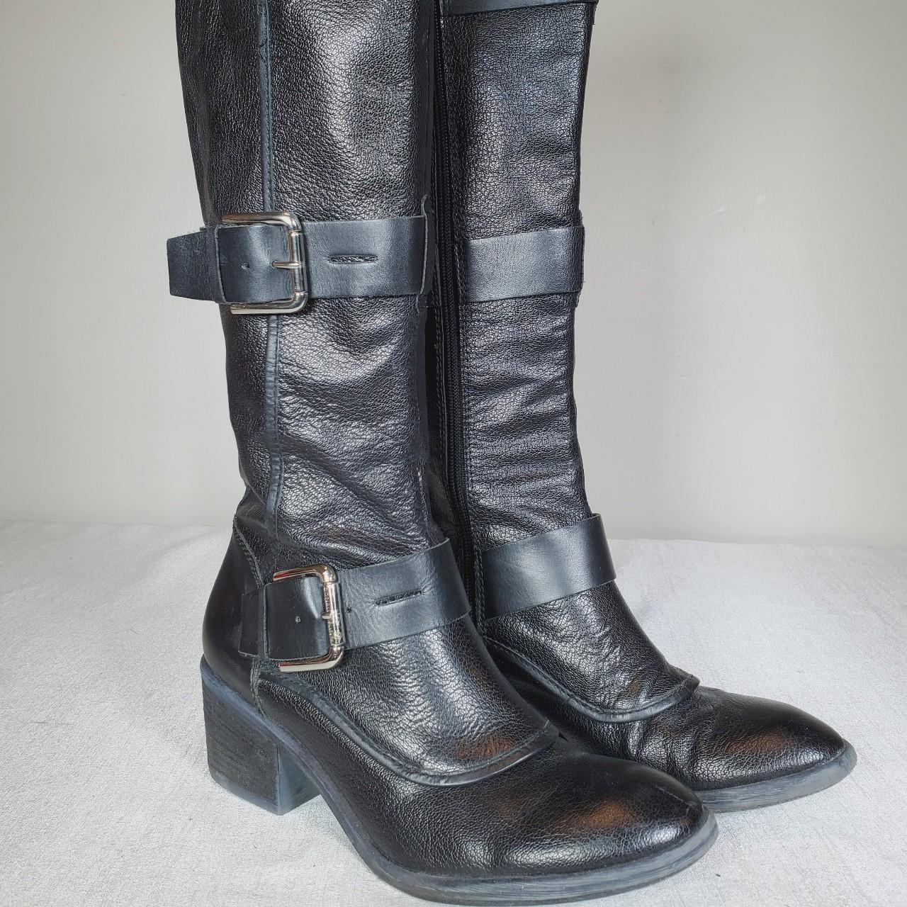 Donald J. Pliner DAX Riding Boots Black Leather