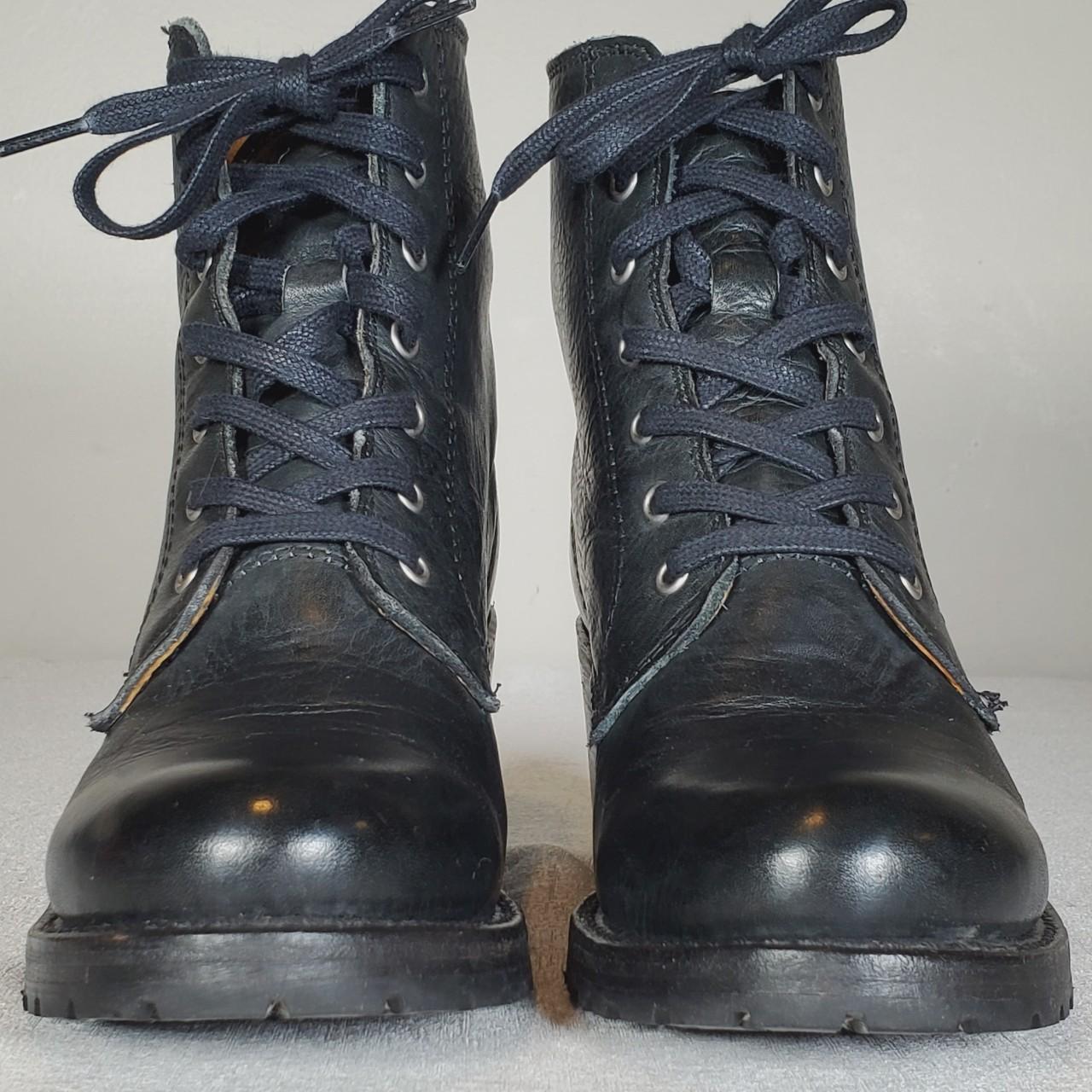 FRYE Sabrina 6G Lace Up Boots Black Leather Combat. Depop