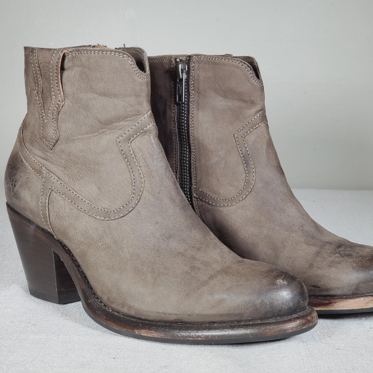 FRYE Lillian Gray Nubuck Western Ankle Booties 3