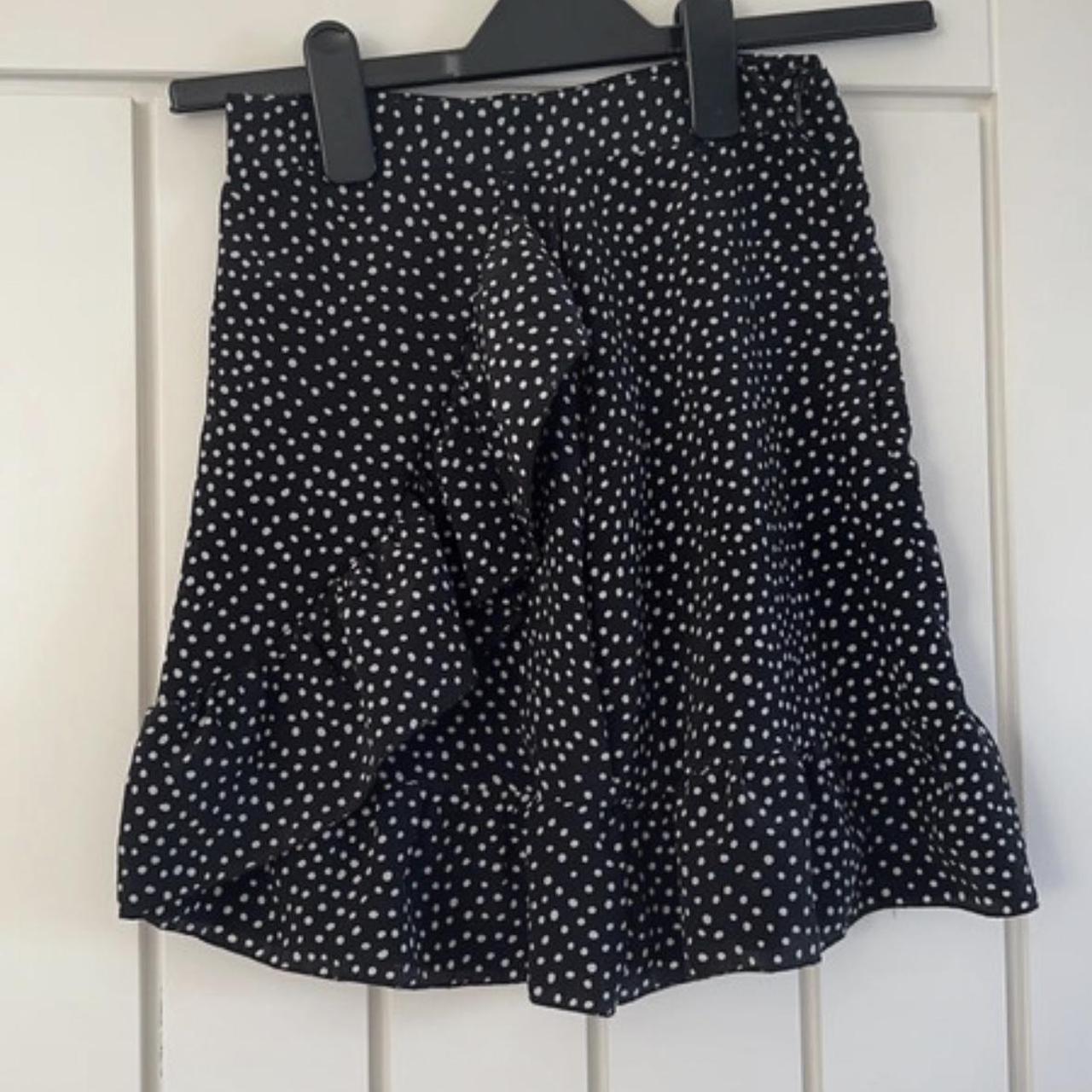 Black and white spot wrap mini skirt. - Depop