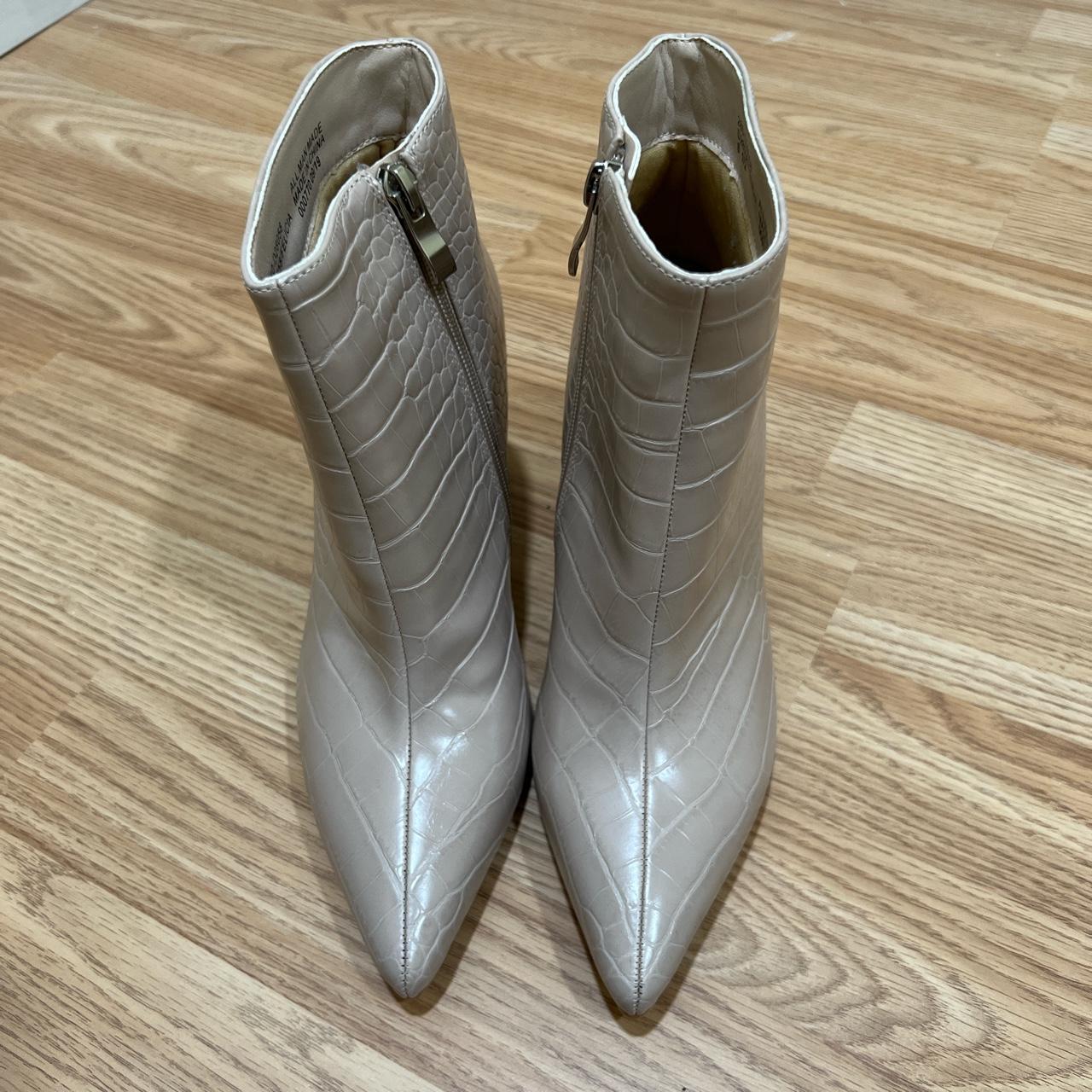 block heel booties brown