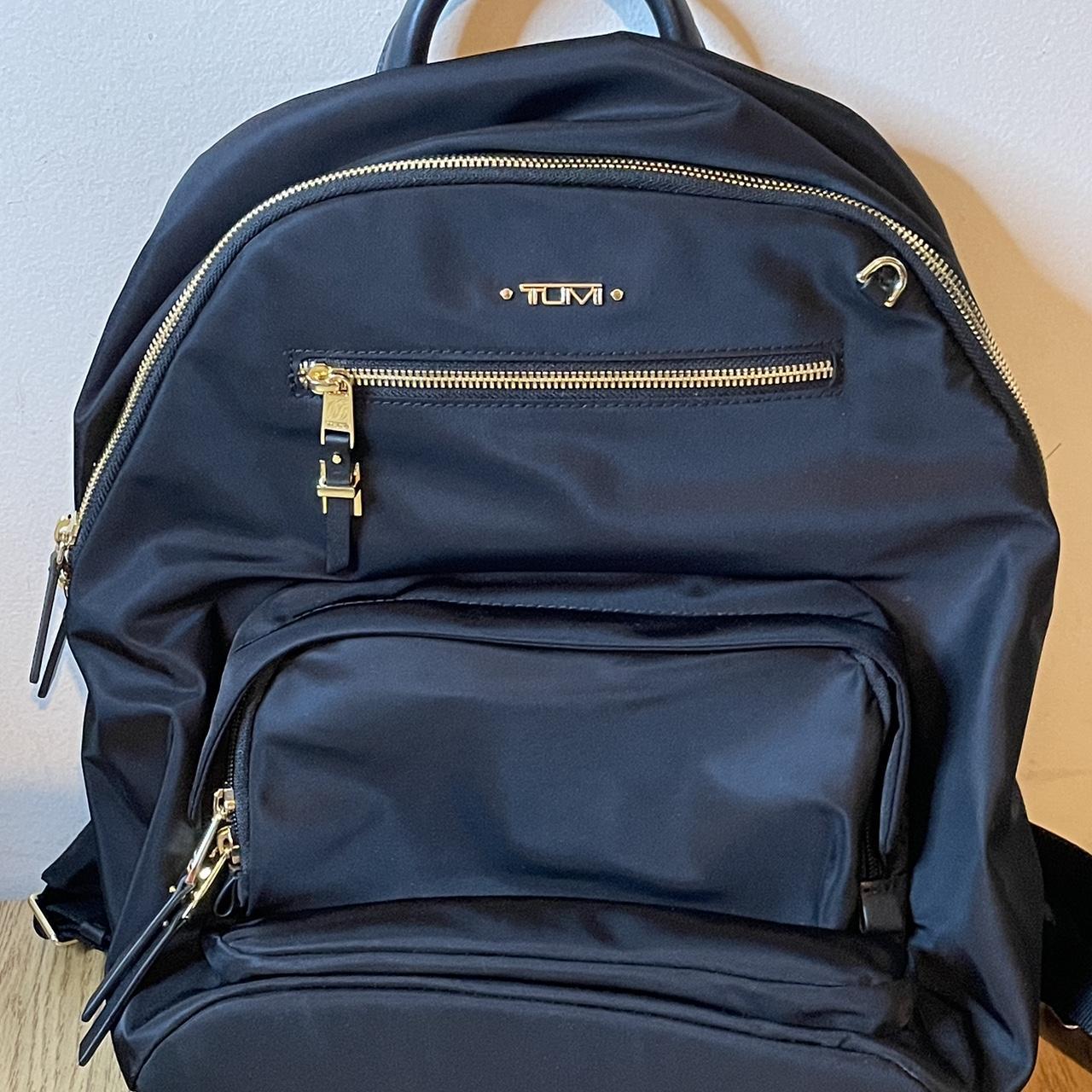 TUMI Voyageur Carson Backpack Black with Gold... - Depop