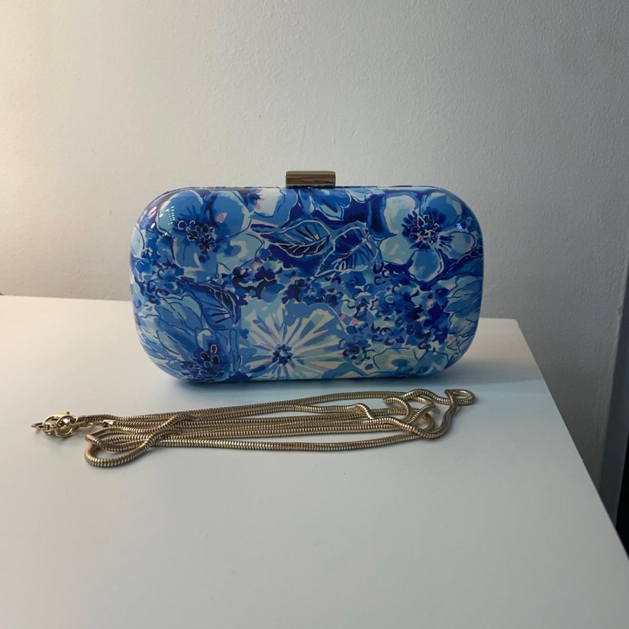 Blue fashion floral clutch bag