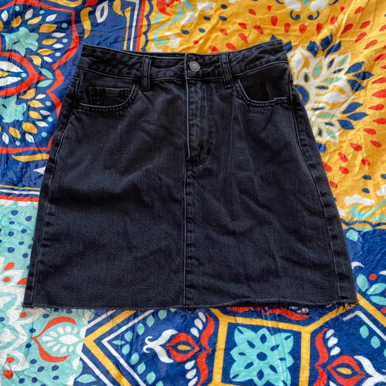 GENTLY WORN HOLLISTER BLACK DENIM SKIRT Hollister... - Depop