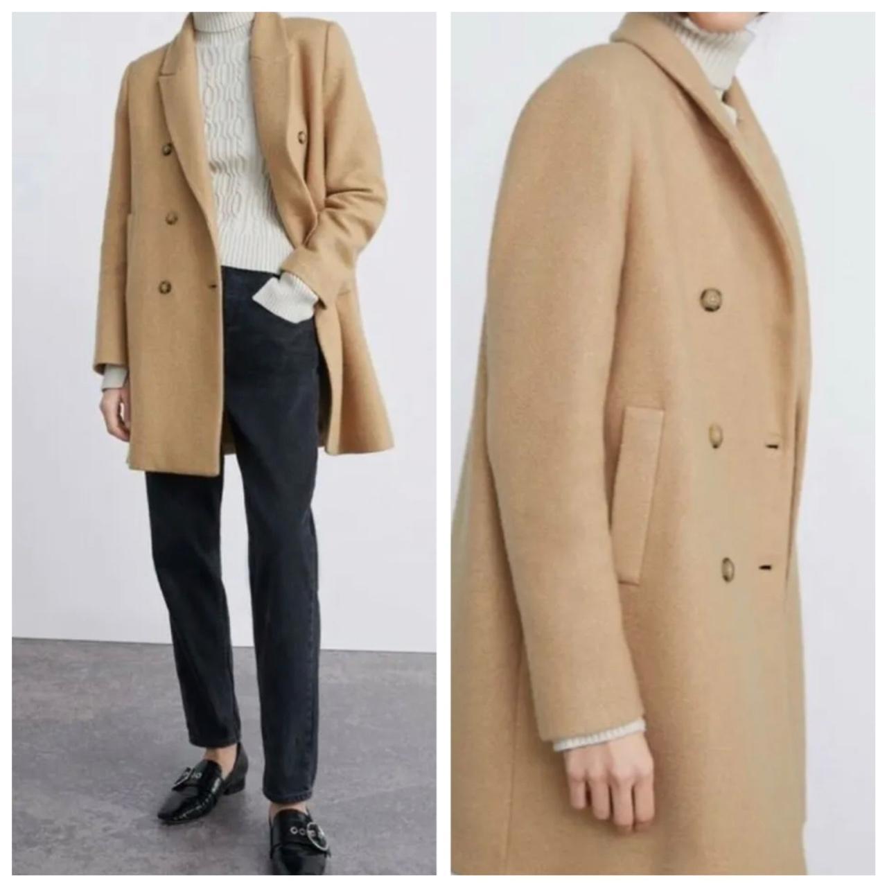 Buttoned double breasted hot sale coat zara