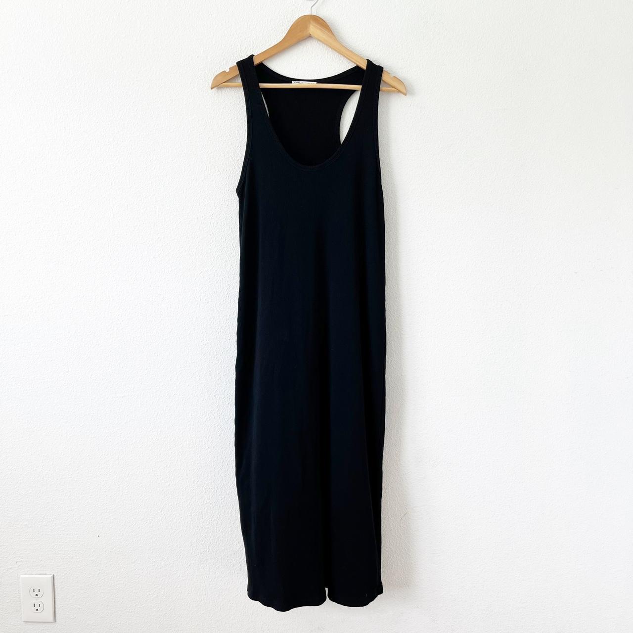 ZARA BLACK RIBBED MIDI DRESS SLEEVELESS SIZE L - Dresses