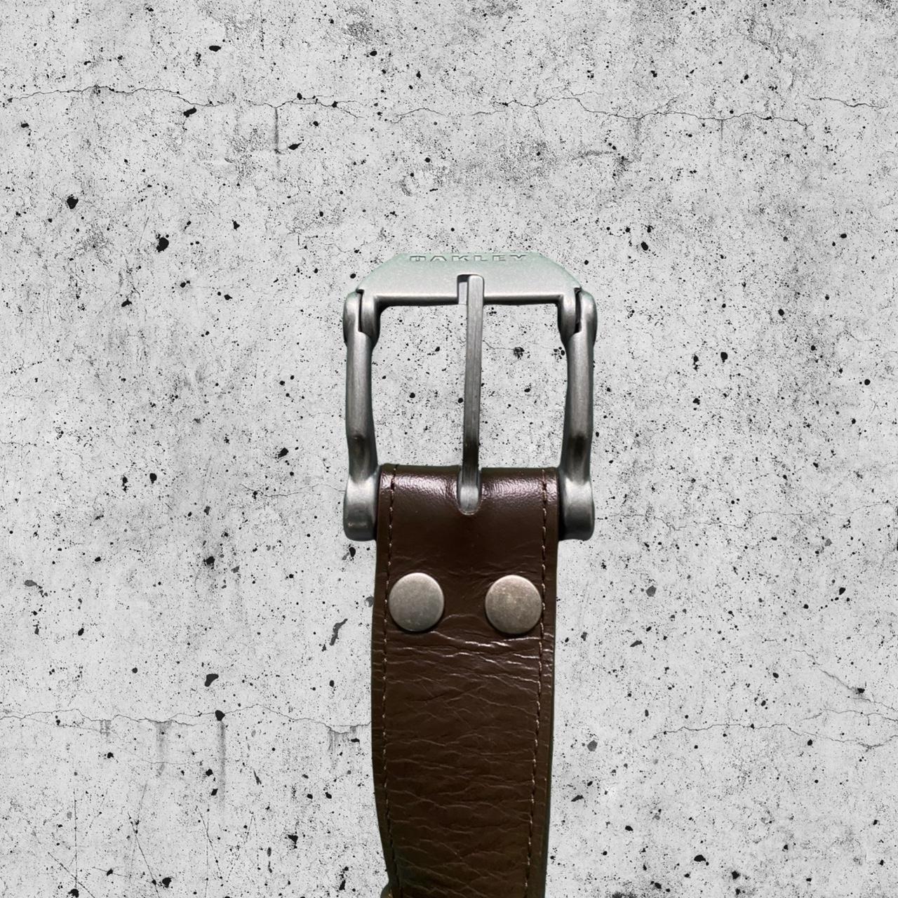 Oakley chocolate brown and steel real leather | Depop