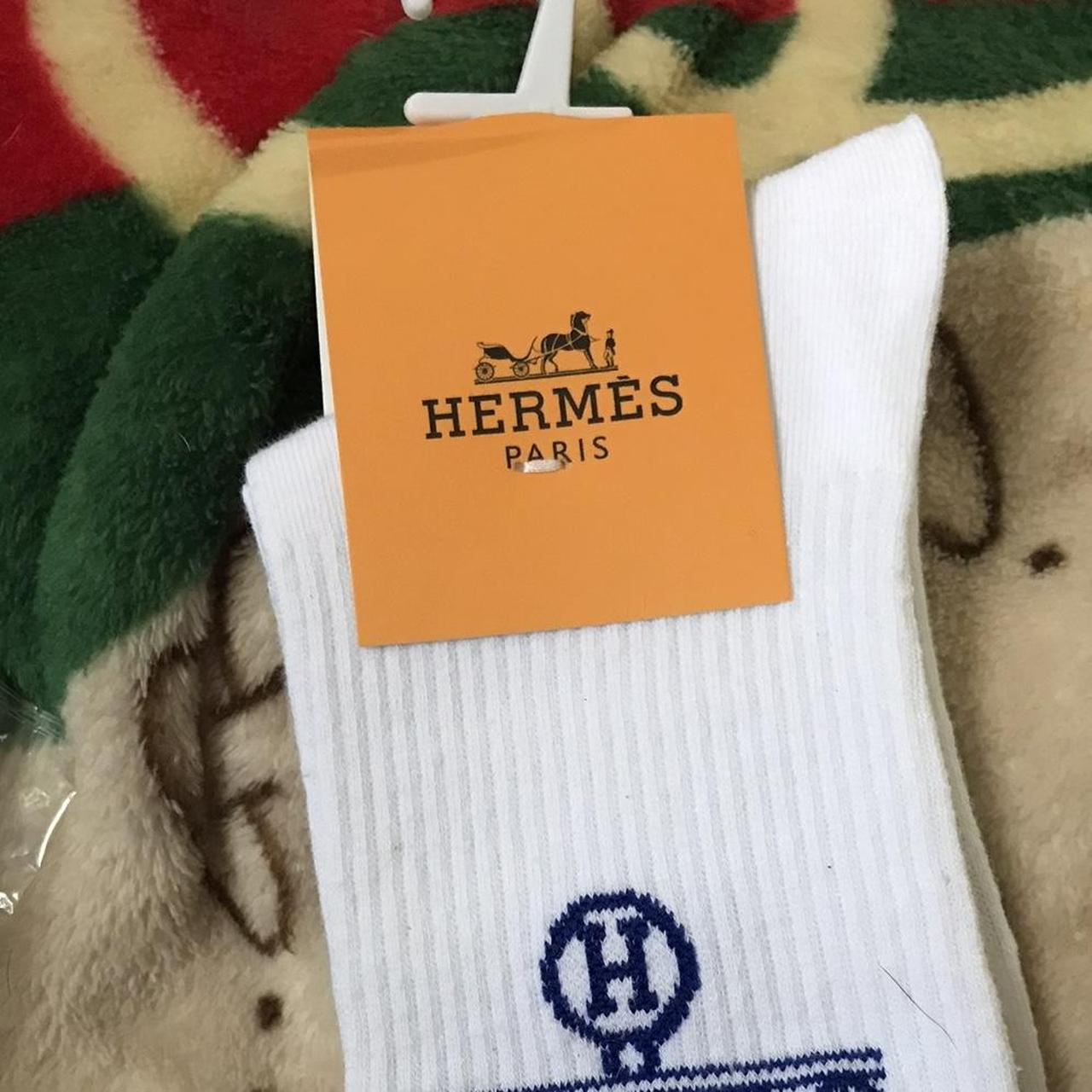 Hermes Socks. 1 pair. White & blue logo. Wears about... Depop