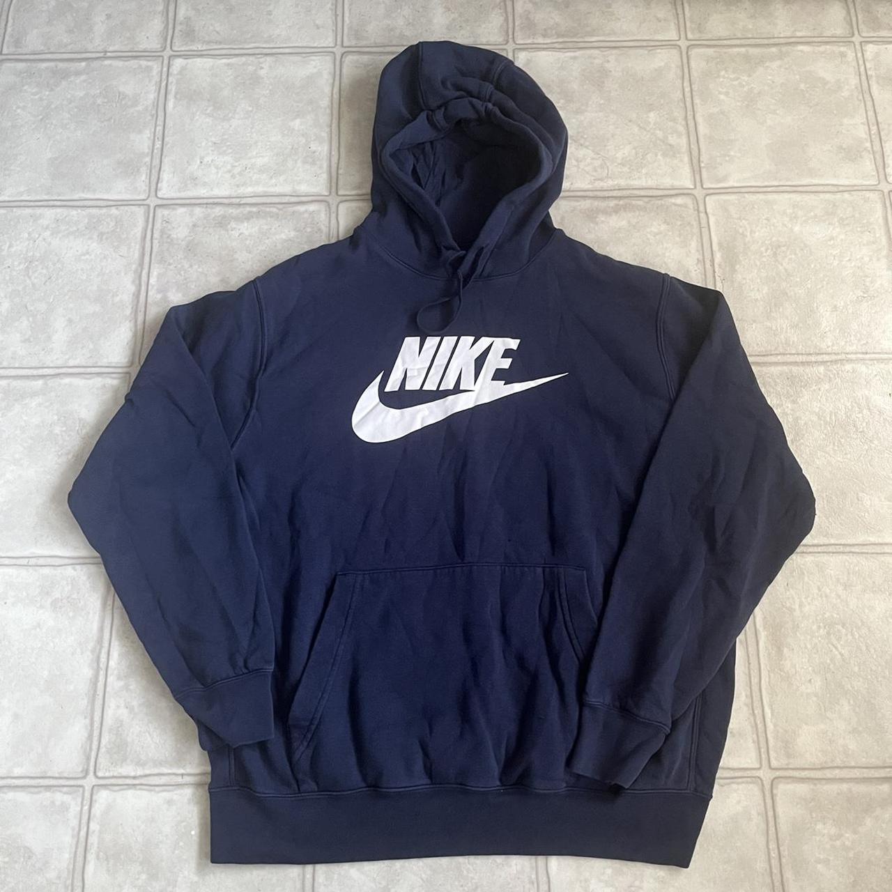 Nike Hoodie Y2K Blue Size L - Depop