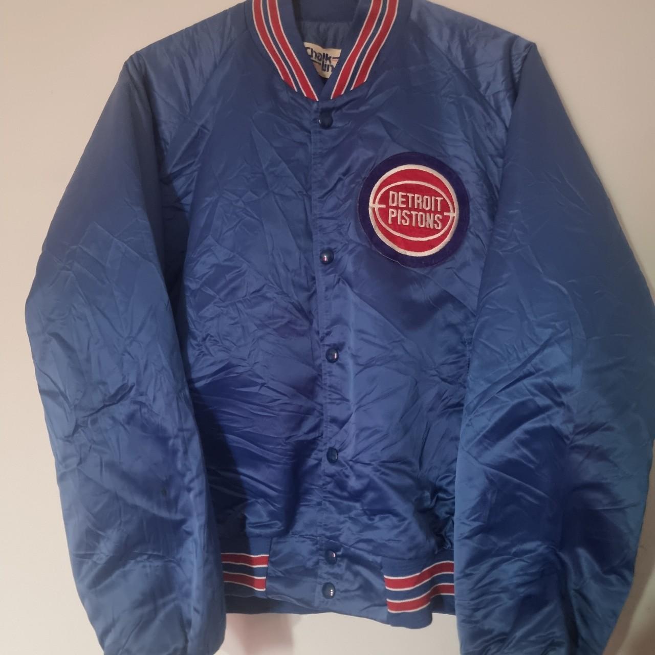 80s Detroit Pistons NBA Chalk Line Satin... - Depop