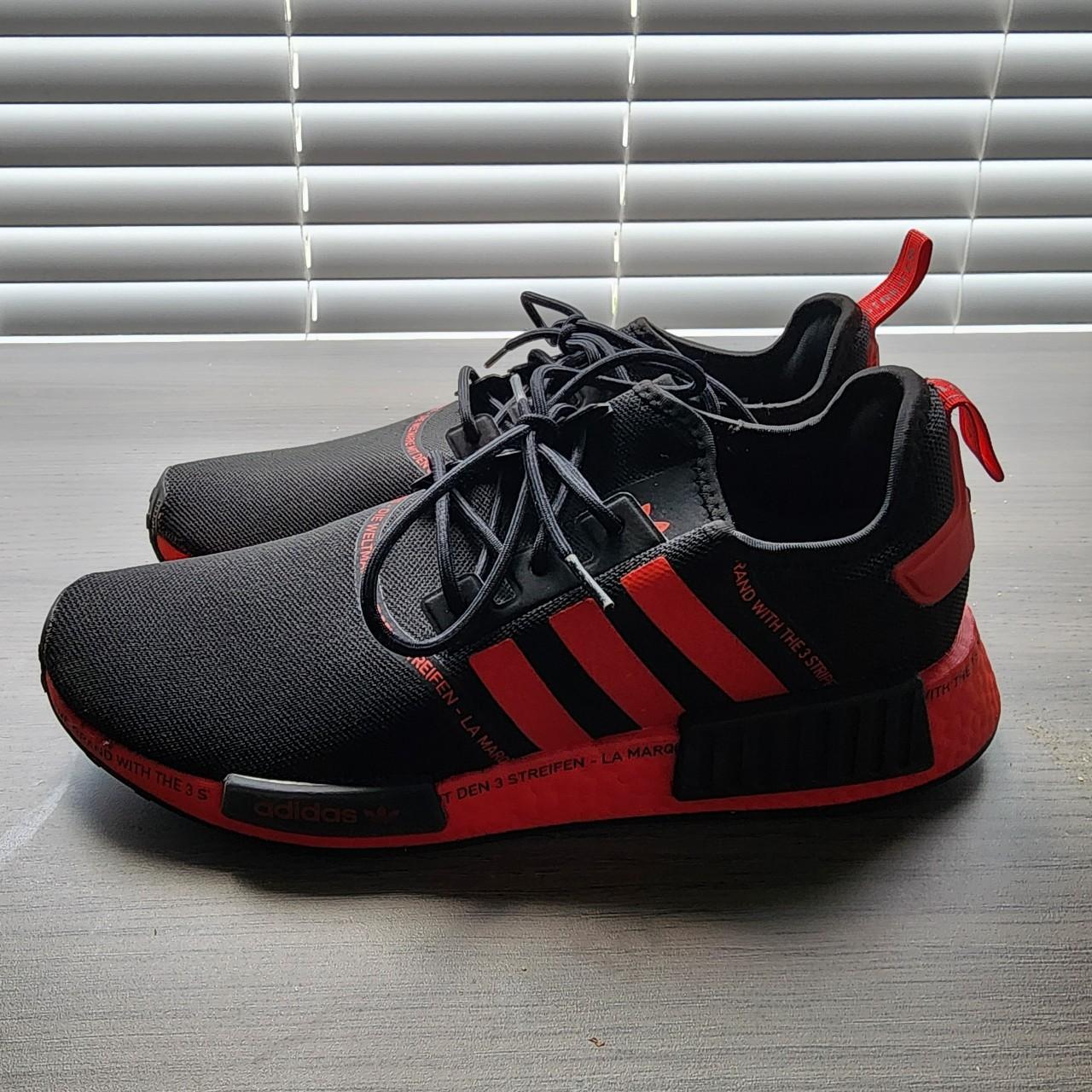 Adidas NMD r1 Black Red Good condition check. Depop