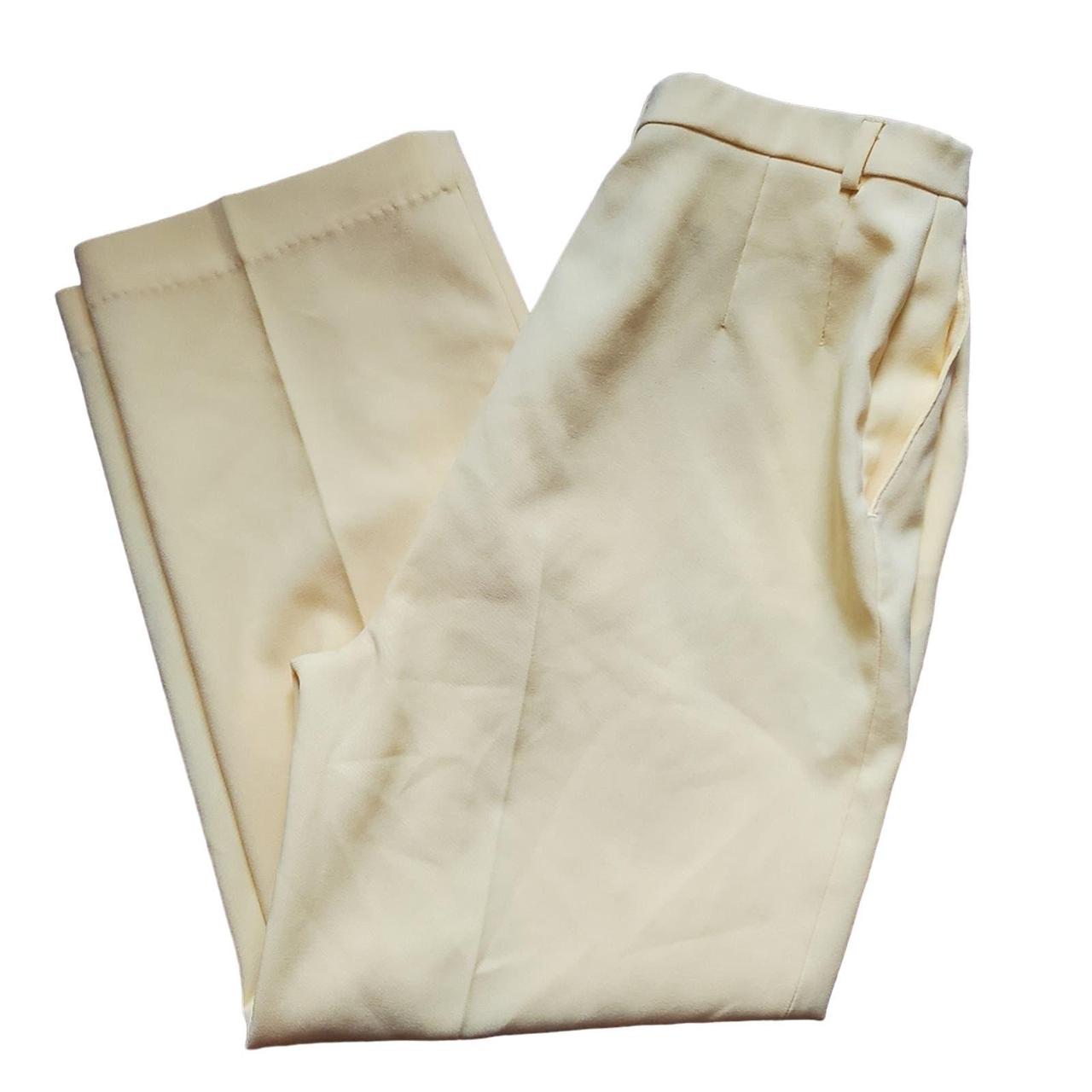 Vintage Pastel Pale Yellow Pleated Slacks Pants... - Depop