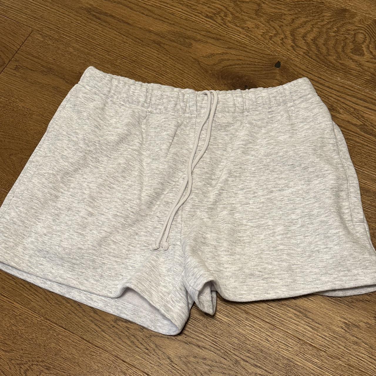 Skims Light Heather Grey Cotton Fleece Shorts