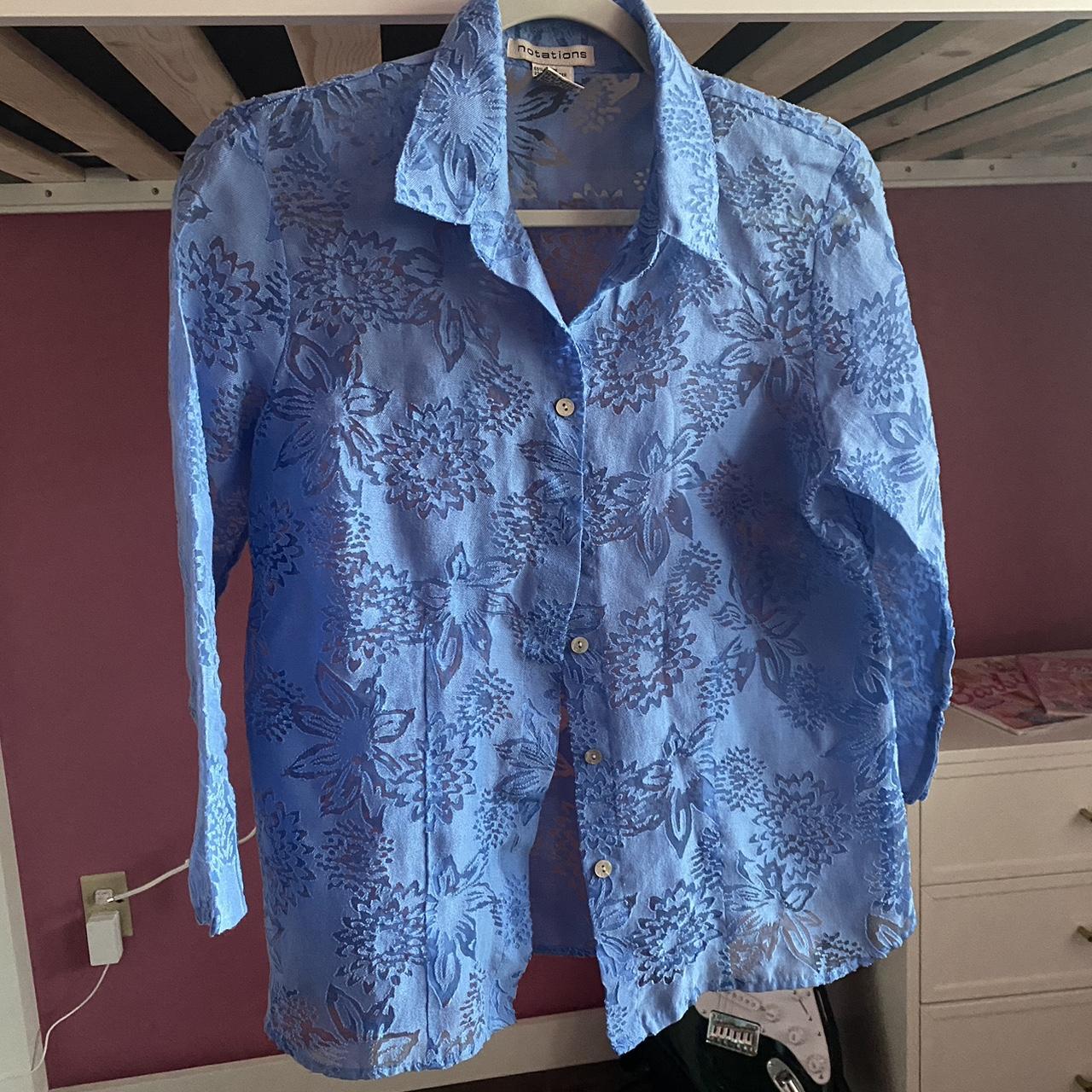 Light blue white a flower print on it. Brand is:... - Depop