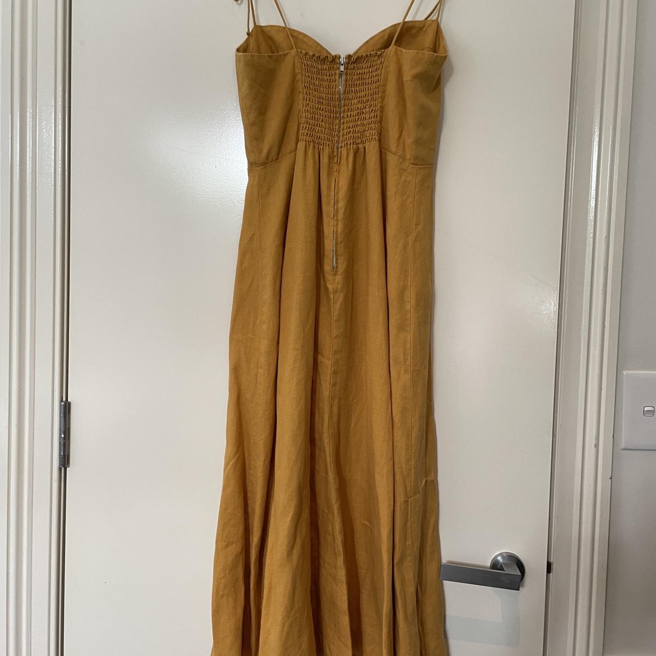 Reformation yellow linen bustier style dress. Size 6... - Depop