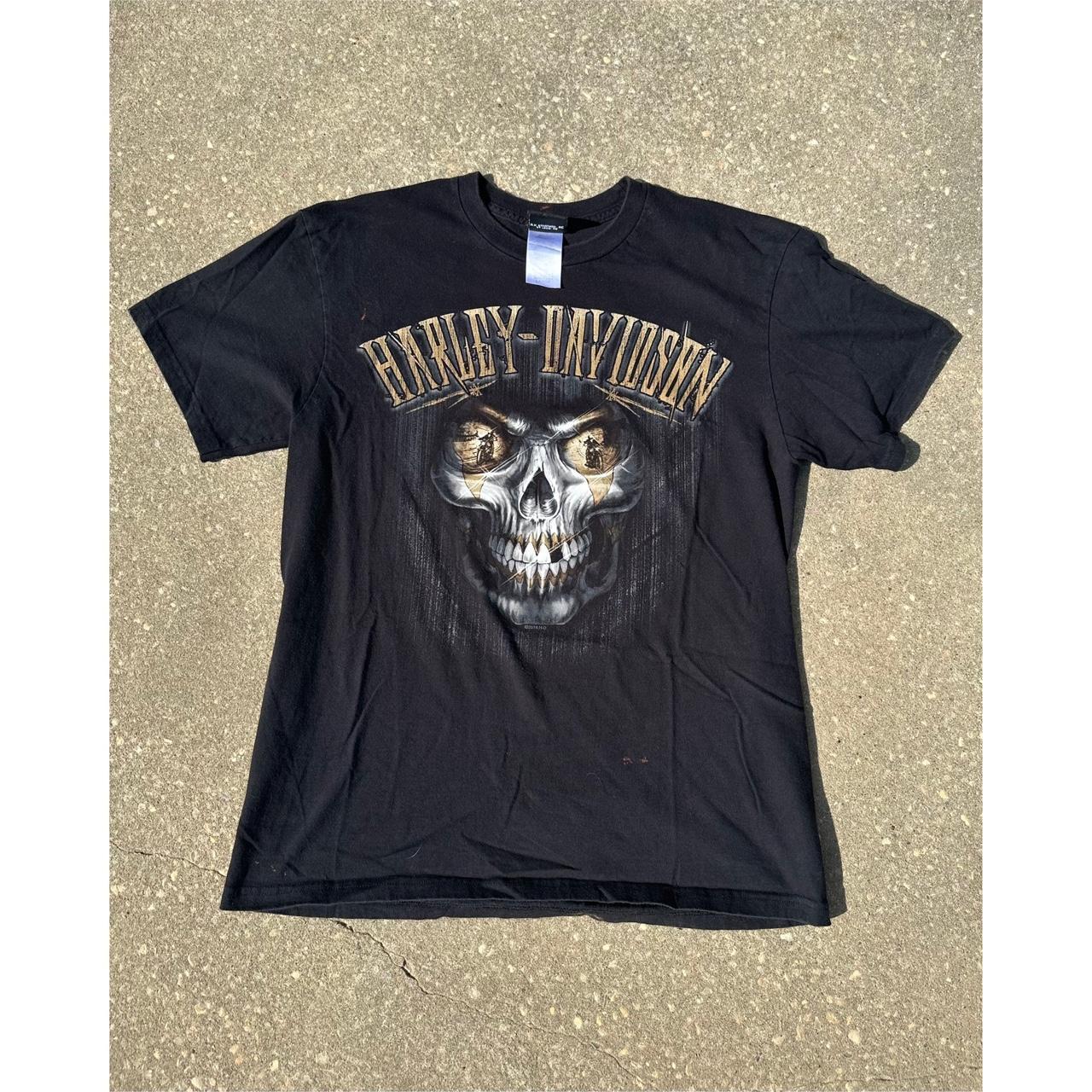 Harley Davidson Skull/Military Graphic Tee Men’s... - Depop
