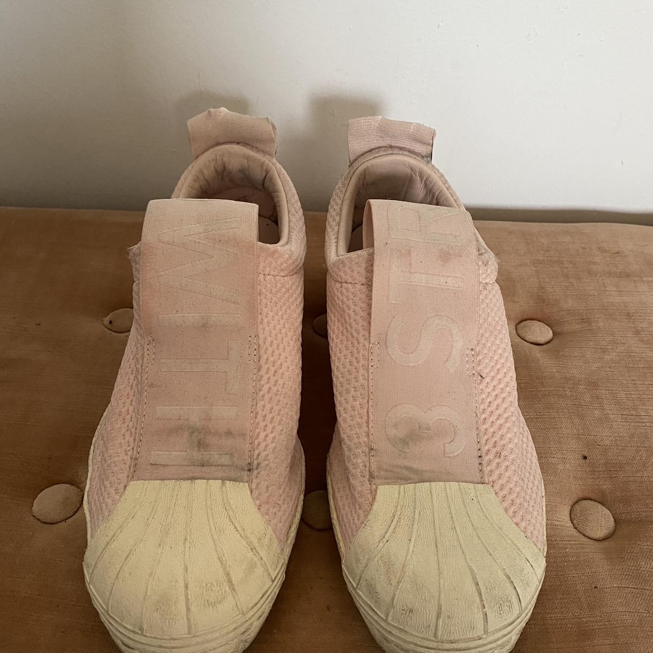 Adidas blush pink superstar slip on. Most of stains... - Depop