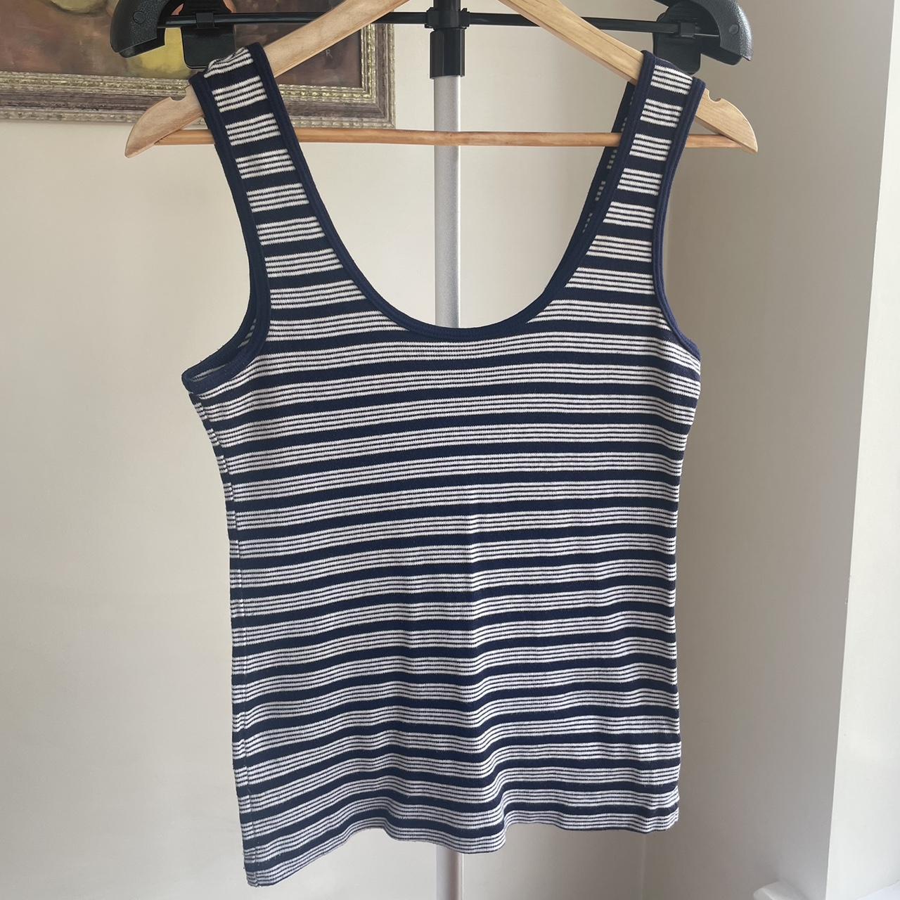 Women's Blue and White Vest | Depop