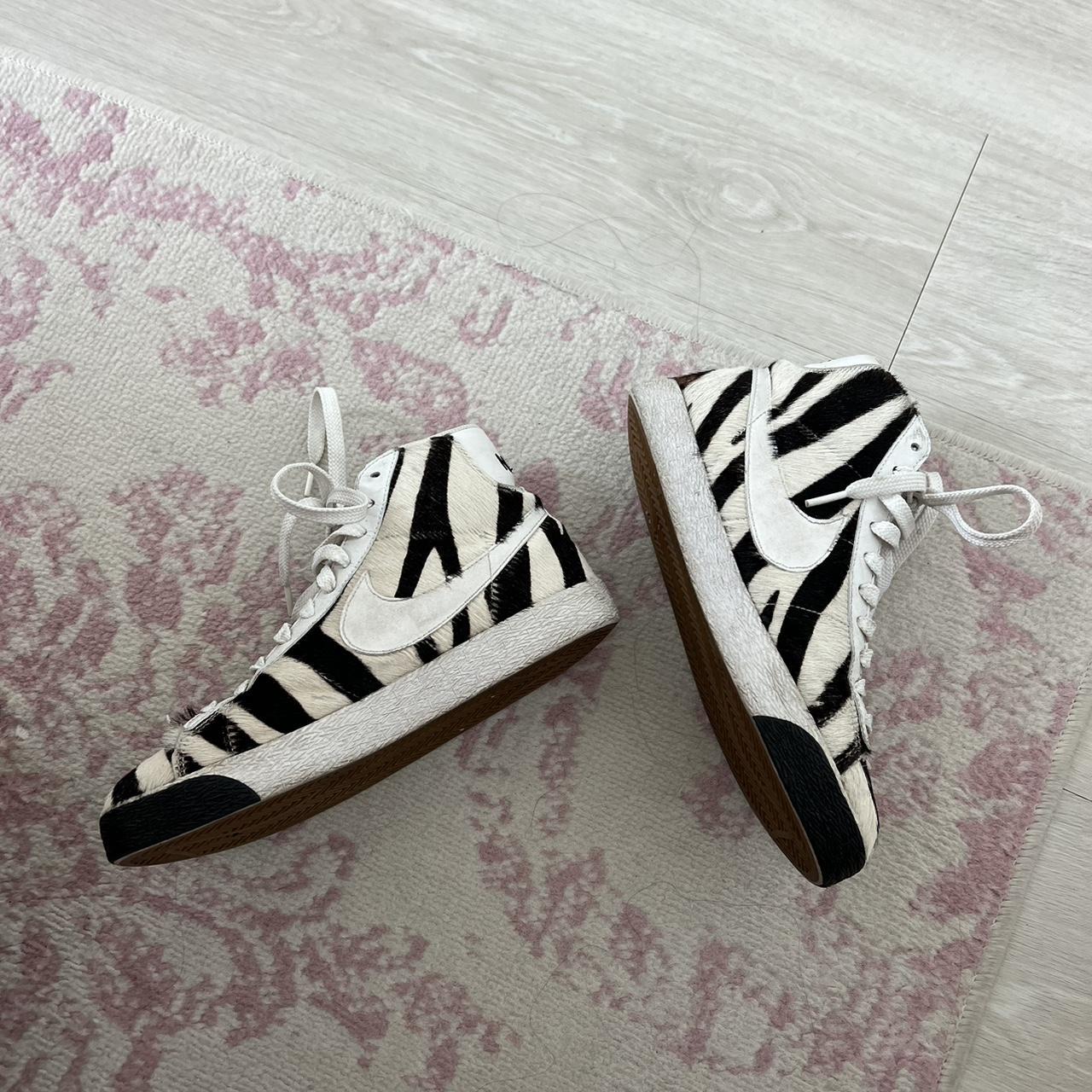 Vintage Nike blazers Zebra print faux fur... Depop