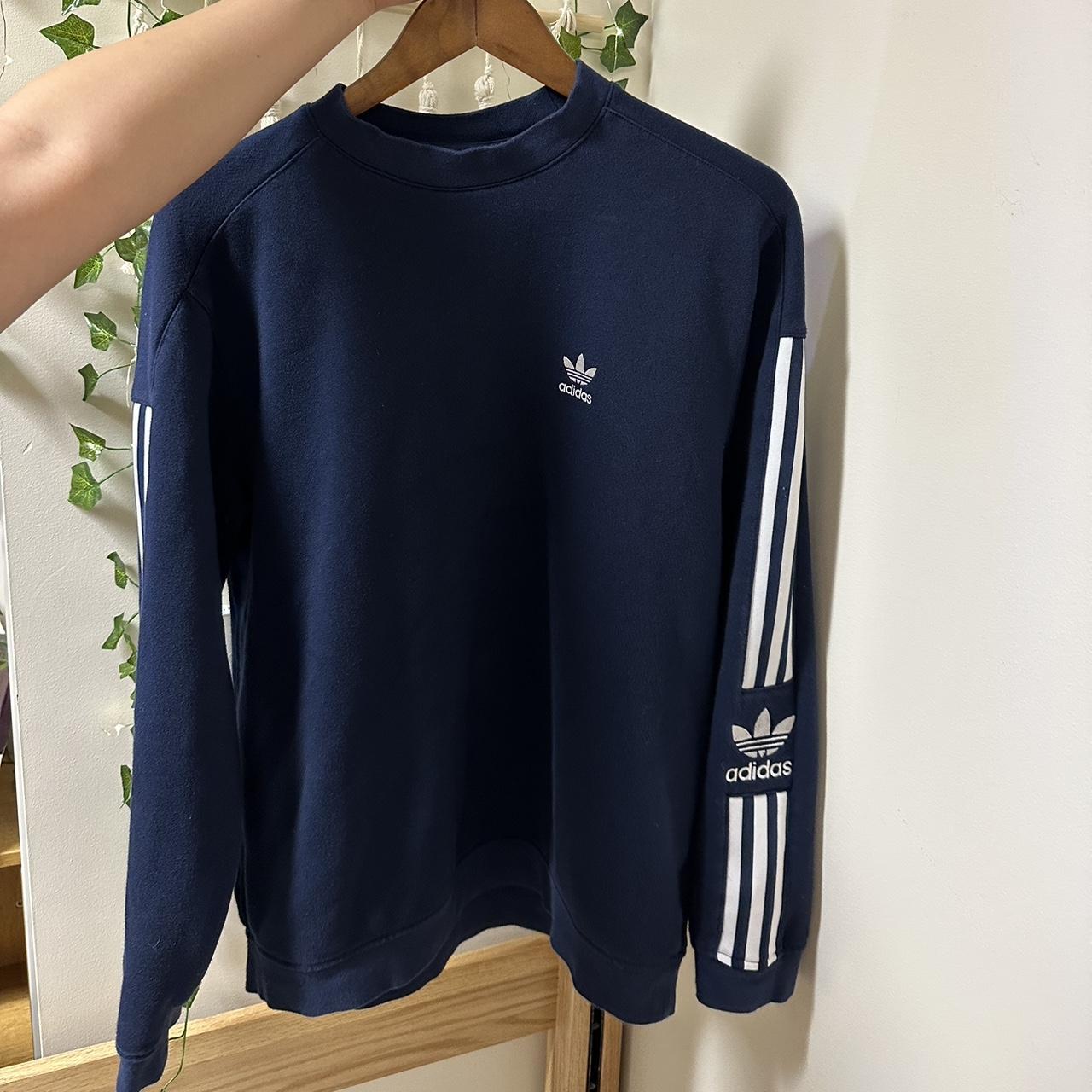 Adidas Originals Women's White and Navy Sweatshirt | Depop