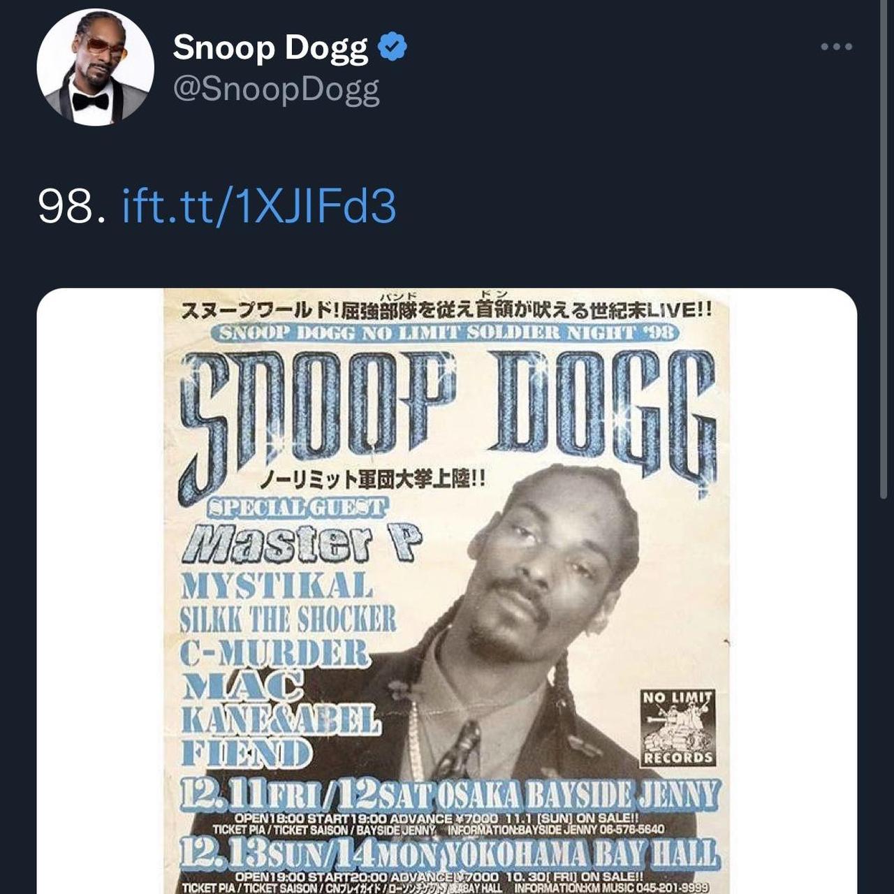 Snoop Dogg No Limit 1998 Japanese Show Poster - Depop