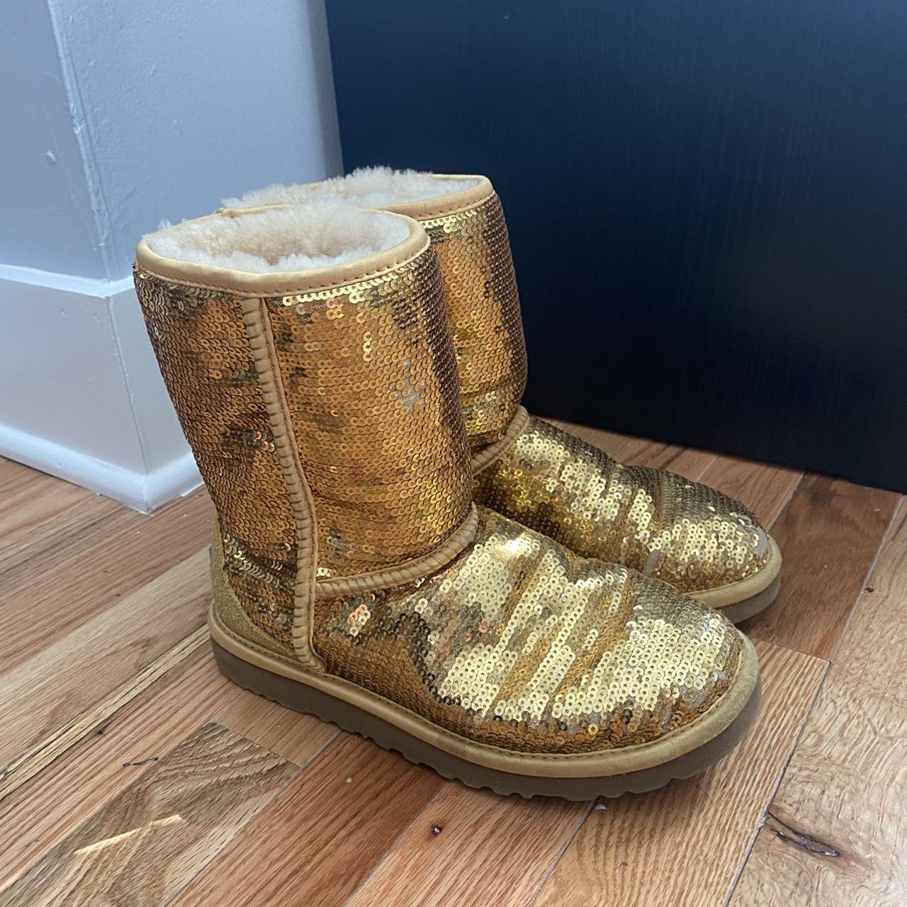 Gold sparkle uggs, a few sparkles are missing in