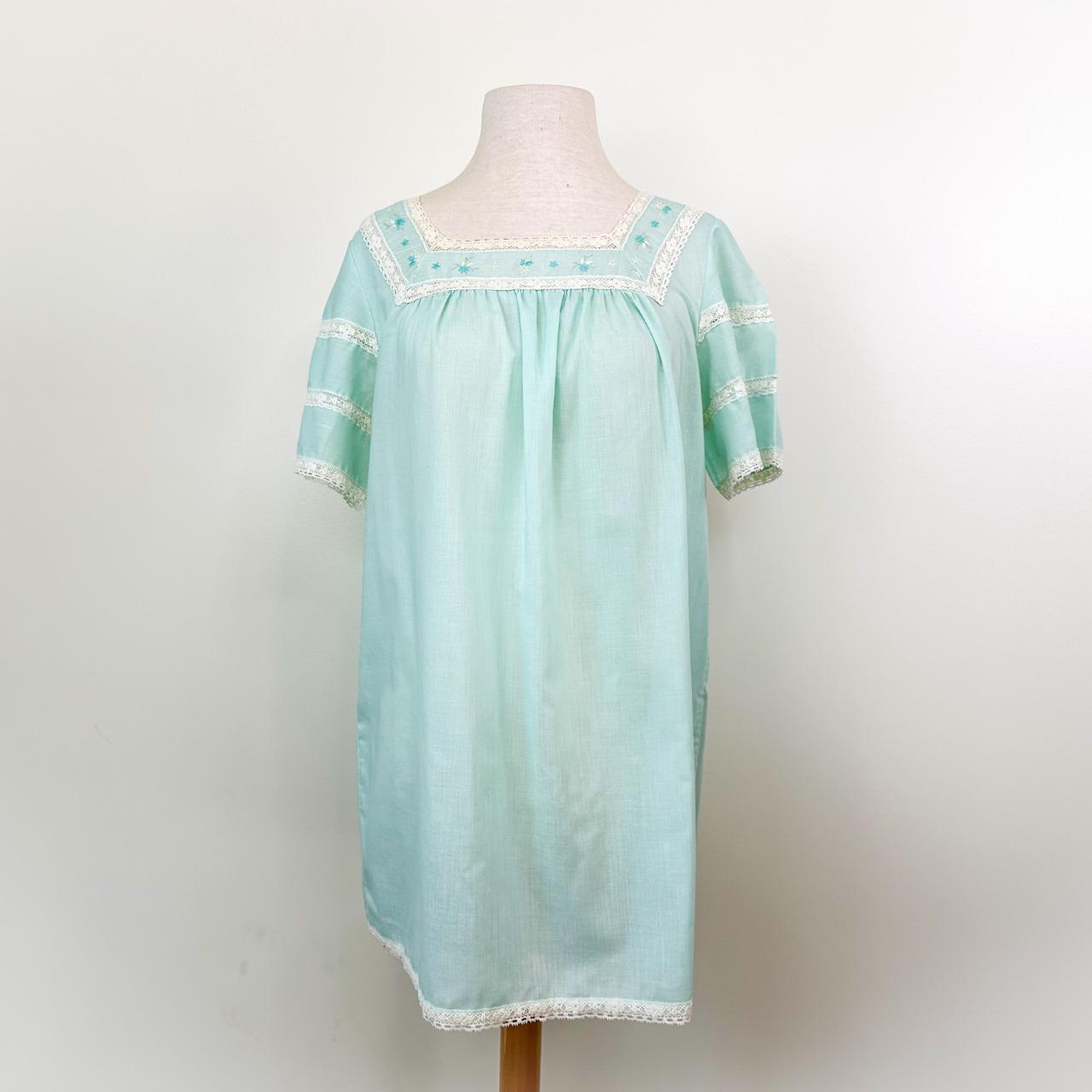 Vintage 60s-70s Embroidered Mexican Style Blue-Green... - Depop