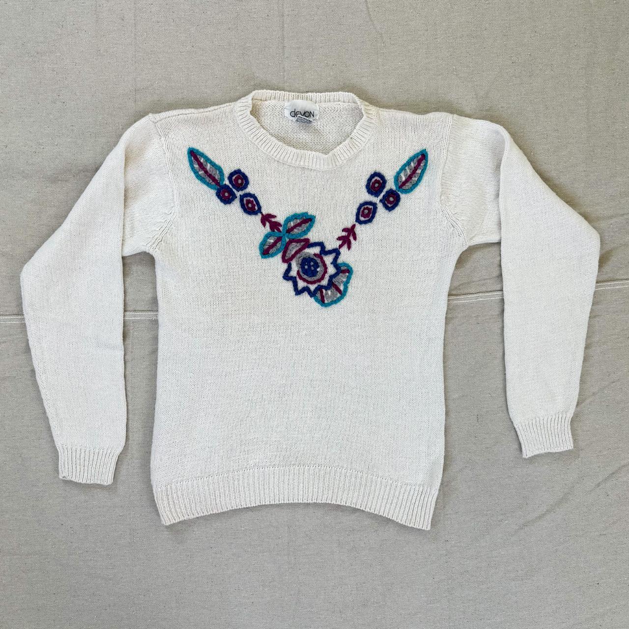 Offers Vintage embroidered Ramie Cotton Sweater