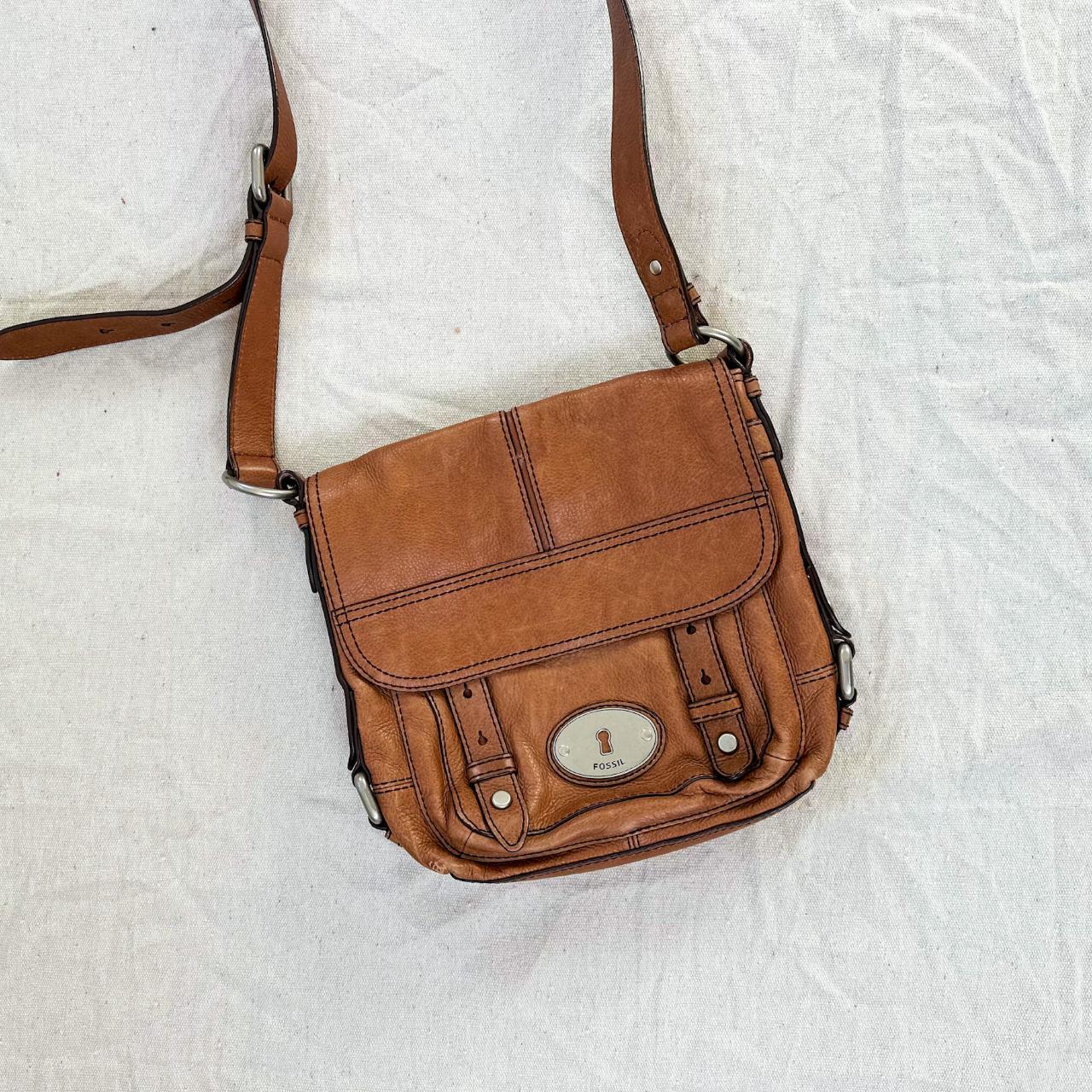 Brown Leather Adjustable Crossbody Fossil Maddox Depop