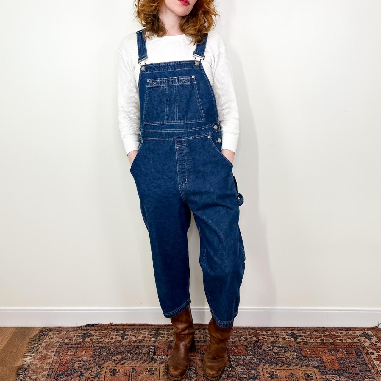 Cropped denim store dungarees