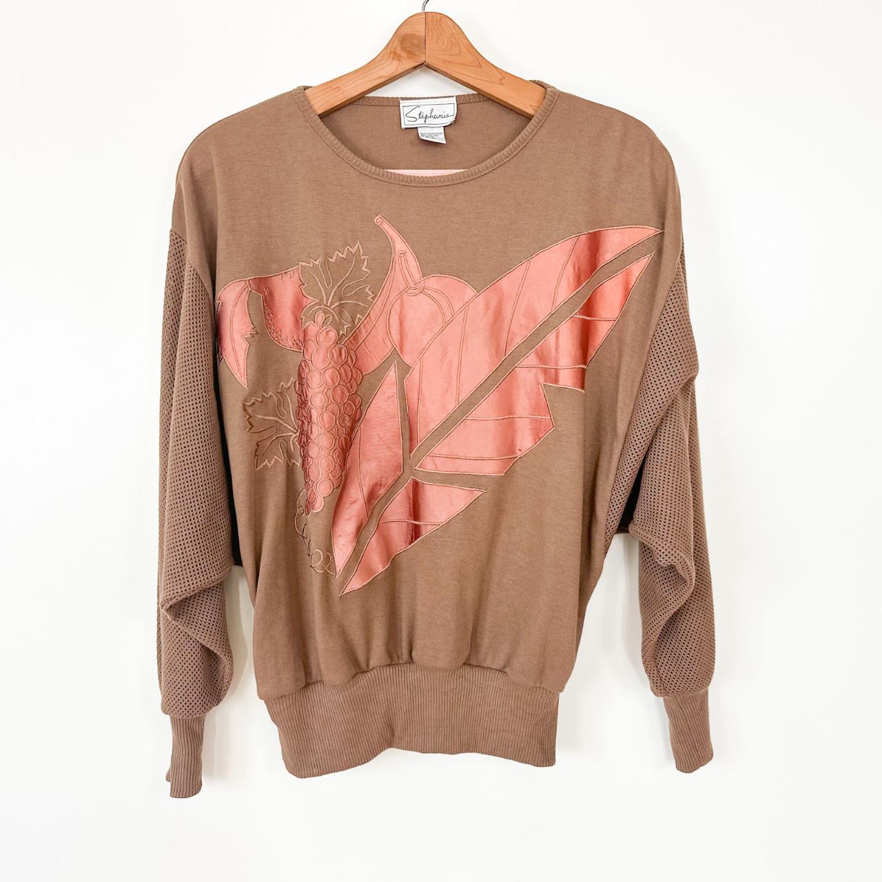 Ladies 1980s Printed Bat Wing Pink T-Shirt