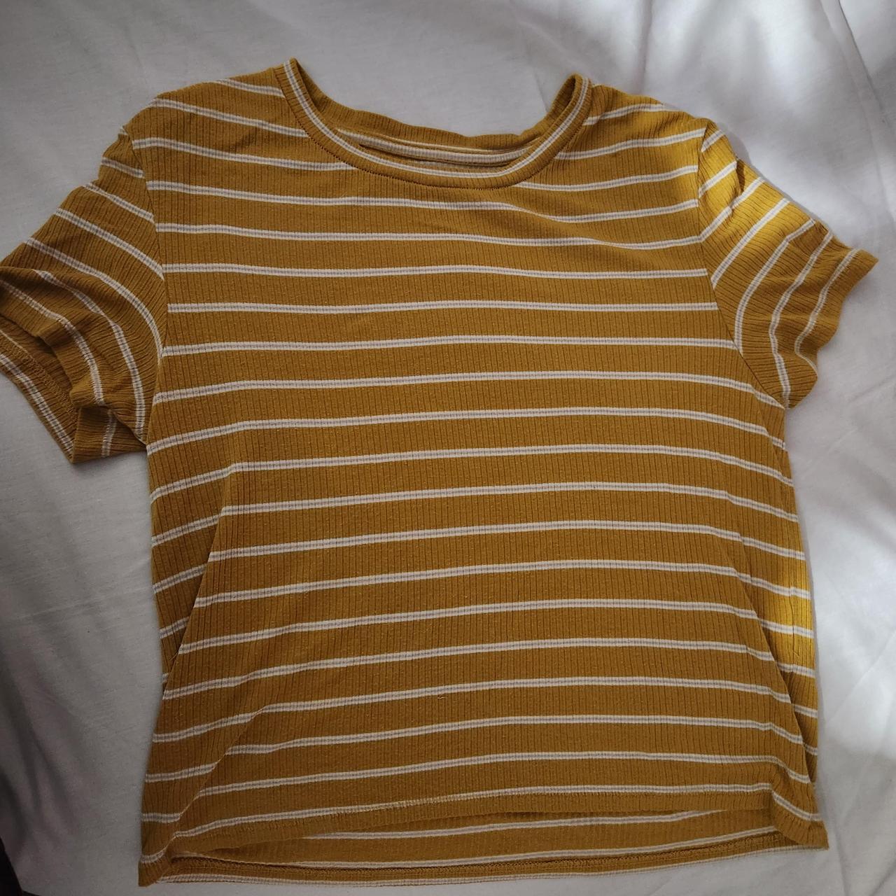 american eagle yellow and white striped shirt