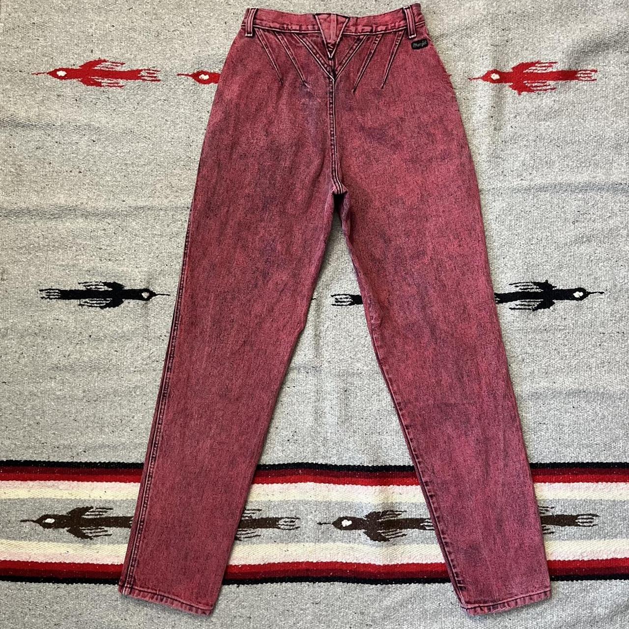 80's silver lake wrangler high wasisted red acid... - Depop