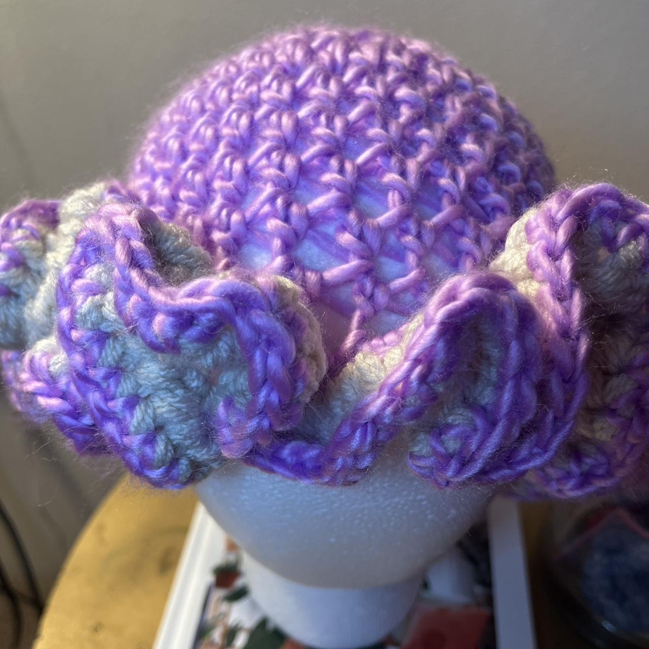 Women's Purple and Cream Hat Depop