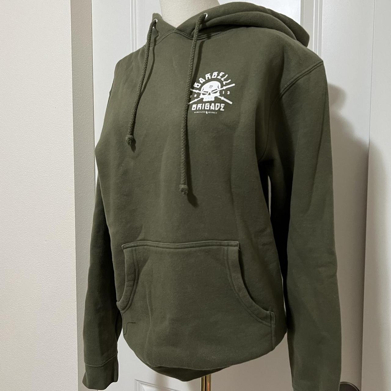 Green and white barbell brigade hoodie still in good