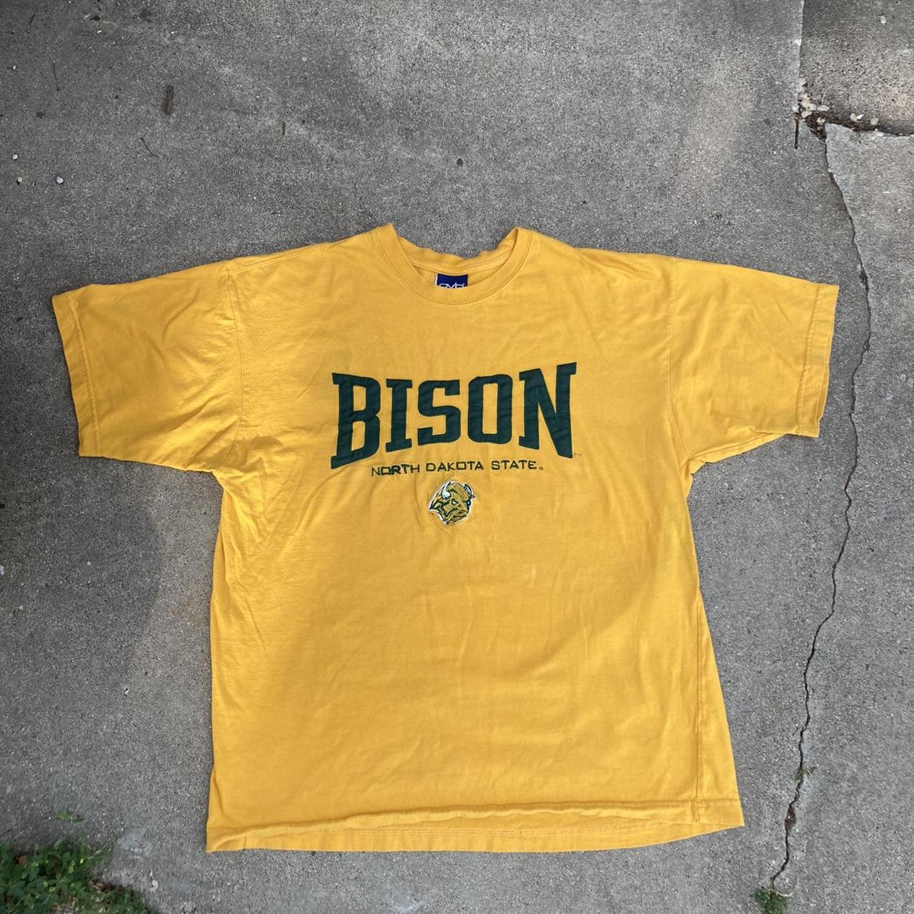 Vintage Y2K NDSU Bison Tee Nice Bright Yellow Mens... - Depop