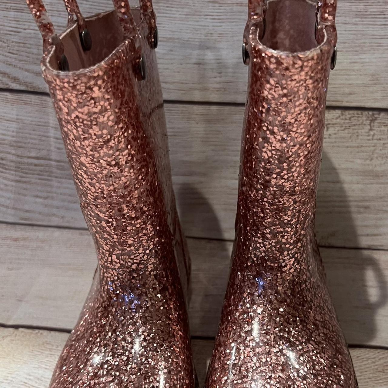 Gold glitter rain top boots