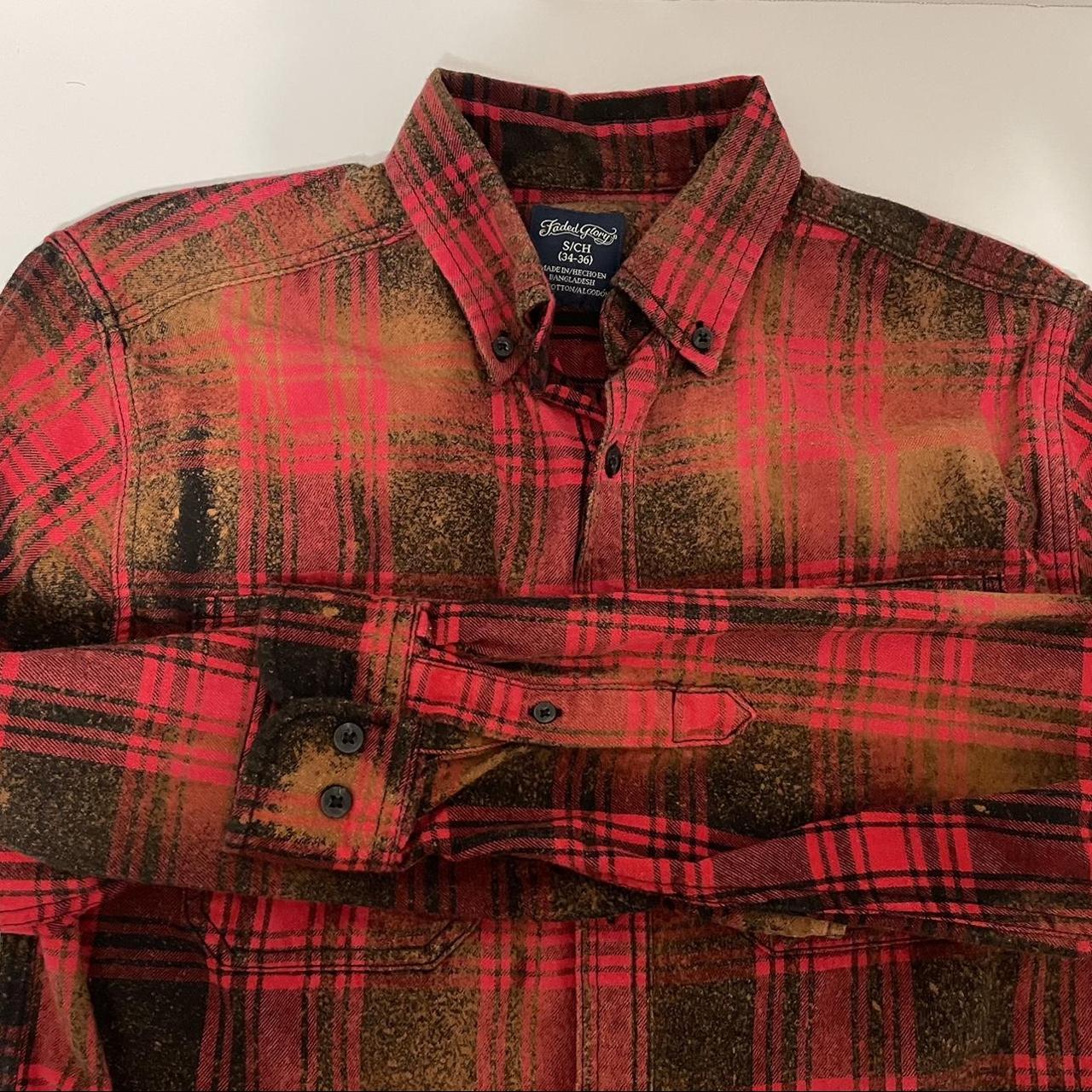 Unisex Faded Glory Bleached Splashed Flannel Shirt... Depop