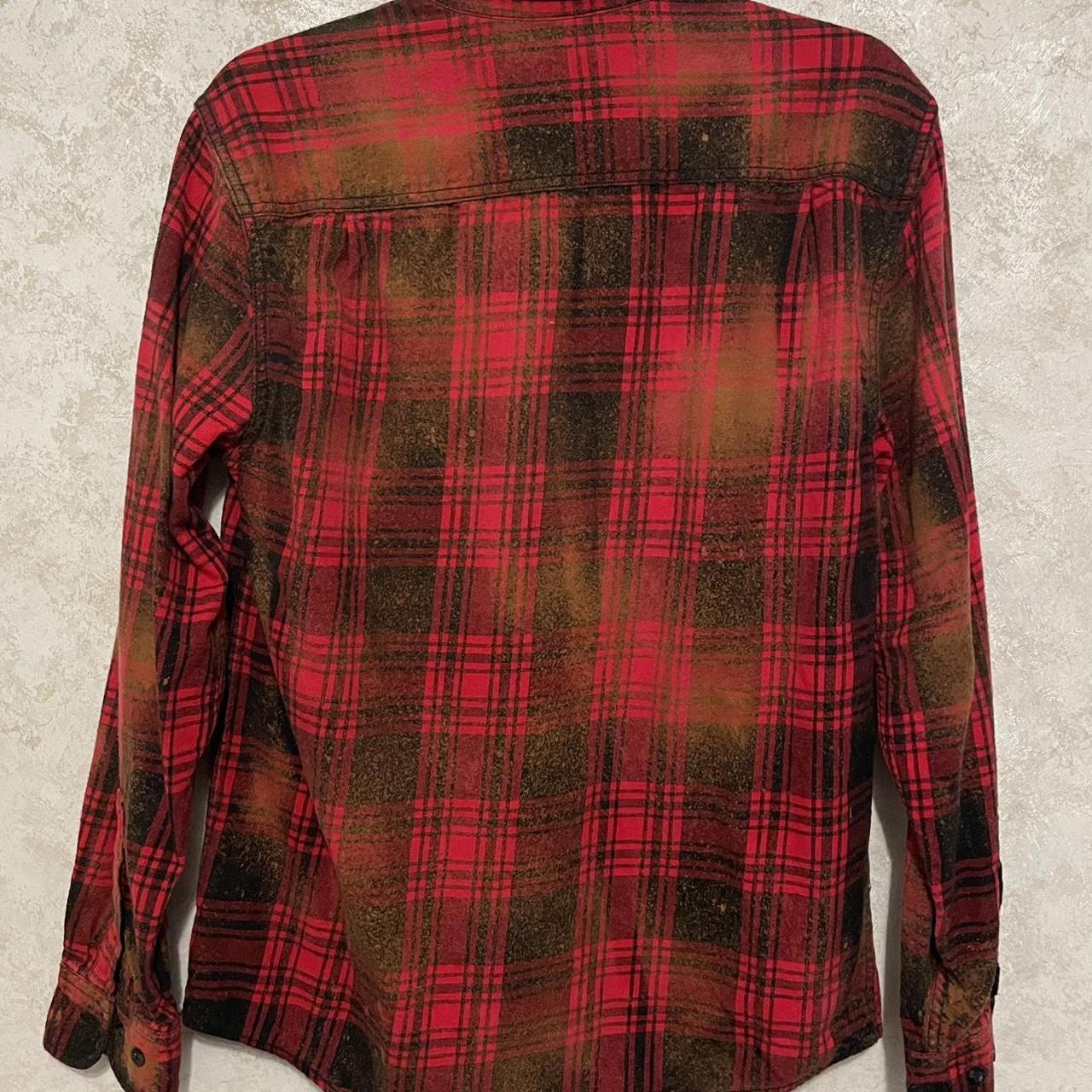 Unisex Faded Glory Bleached Splashed Flannel Shirt... Depop