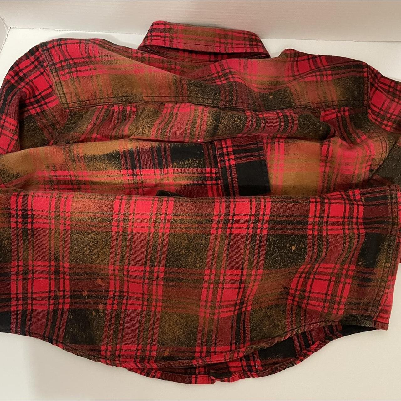 Unisex Faded Glory Bleached Splashed Flannel Shirt... Depop