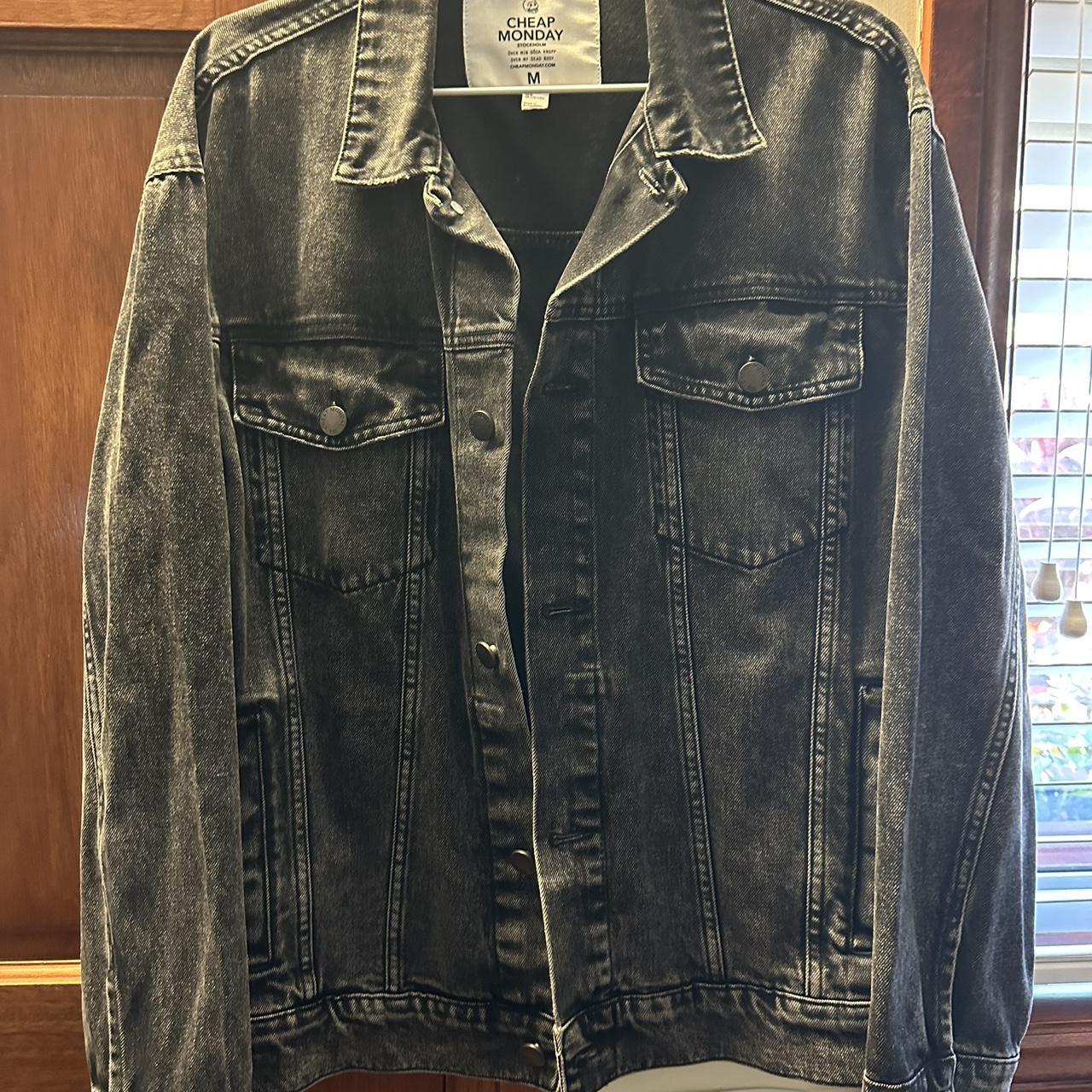 Cheap Monday dark-wash denim jacket Size M Good... - Depop