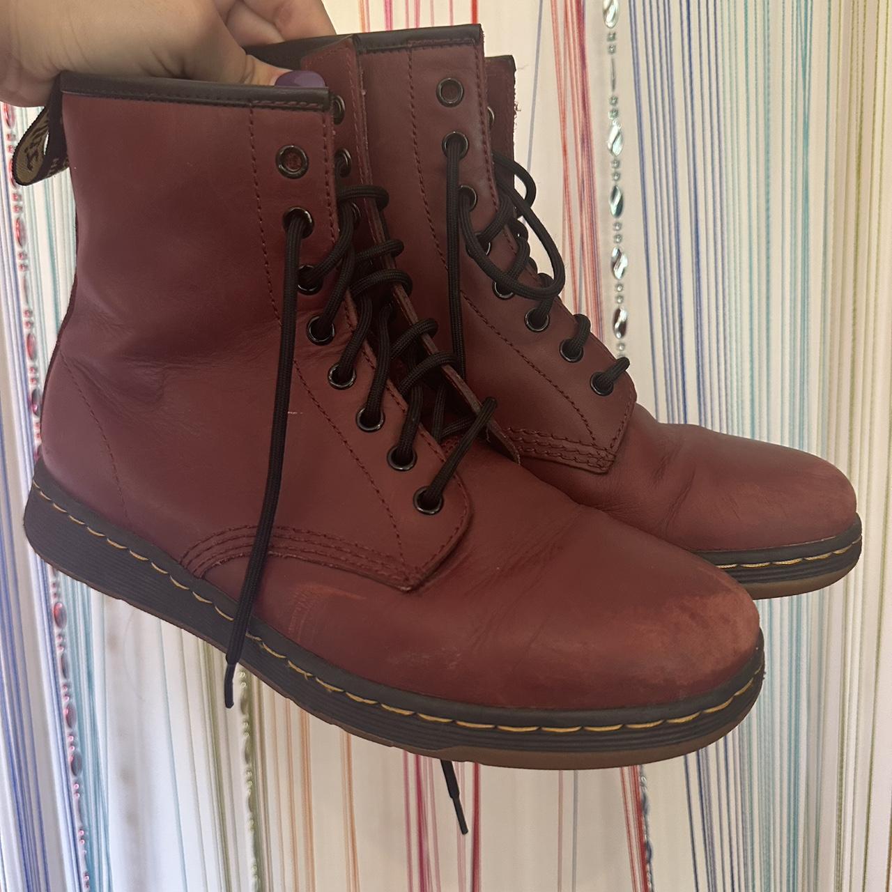 burgundy red lace up dr martens! size: UK 8 ... - Depop