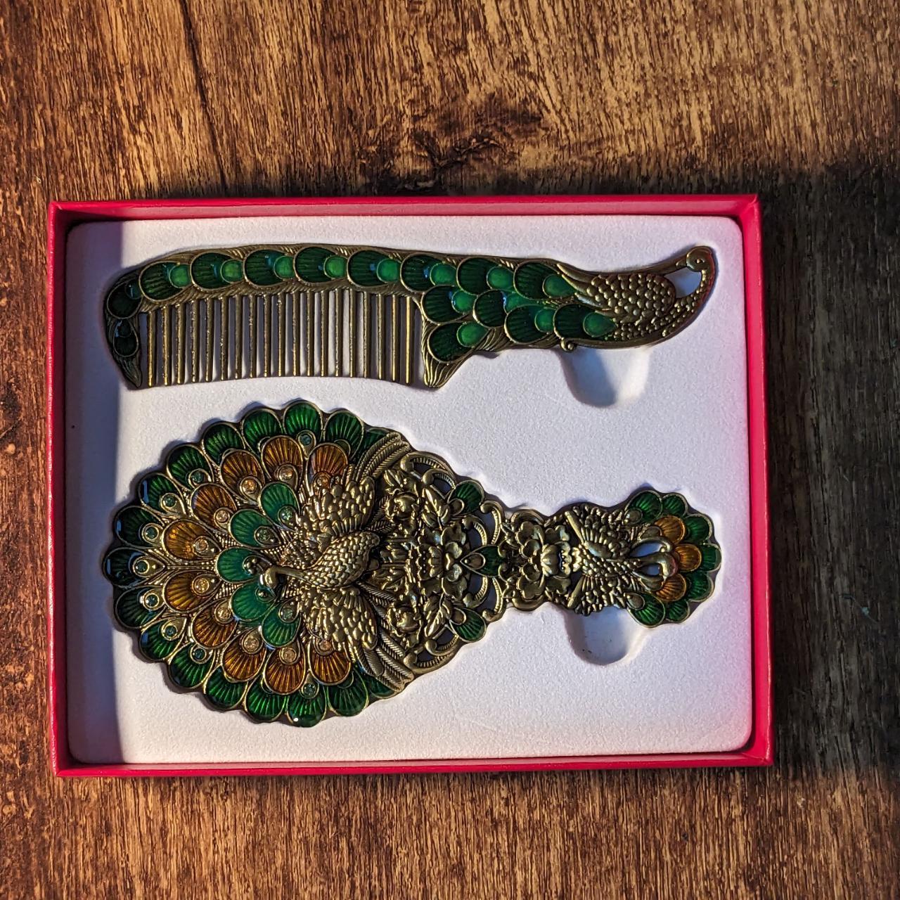 Peacock Vintage Style Hand Mirror & Comb Gift Set Depop