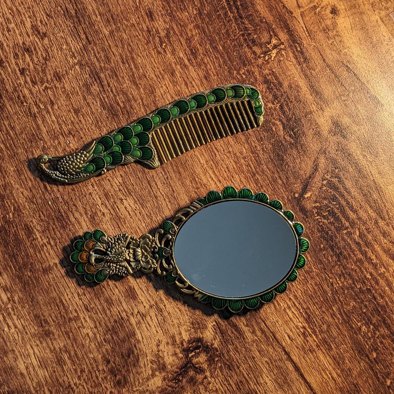 Peacock Vintage Style Hand Mirror & Comb Gift Set Depop