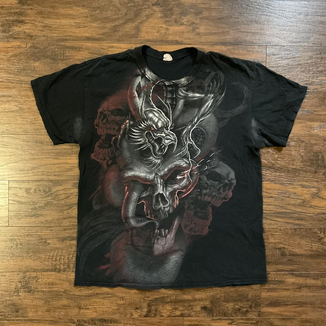 Y2K Skull and Dragon shirt affliction style Will... - Depop